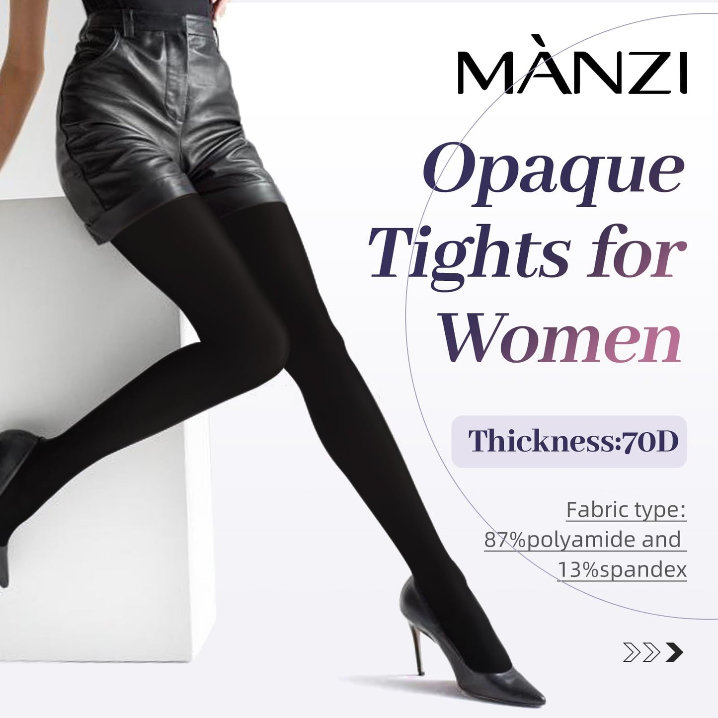 MANZI 2 Pairs Women's Run Resistant Control Top Panty Hose Opaque Tights, X-Large, Black - Medaid International