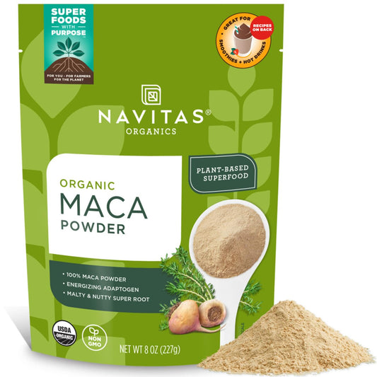 Navitas Organics Maca Powder – 100% Gelatinized Peruvian Maca for Adaptogen Smoothies, Lattes, Baking & More – Energize & Balance - USDA Organic, Non GMO, Vegan, Gluten Free (8oz. Bag, 45 Servings) - Medaid International