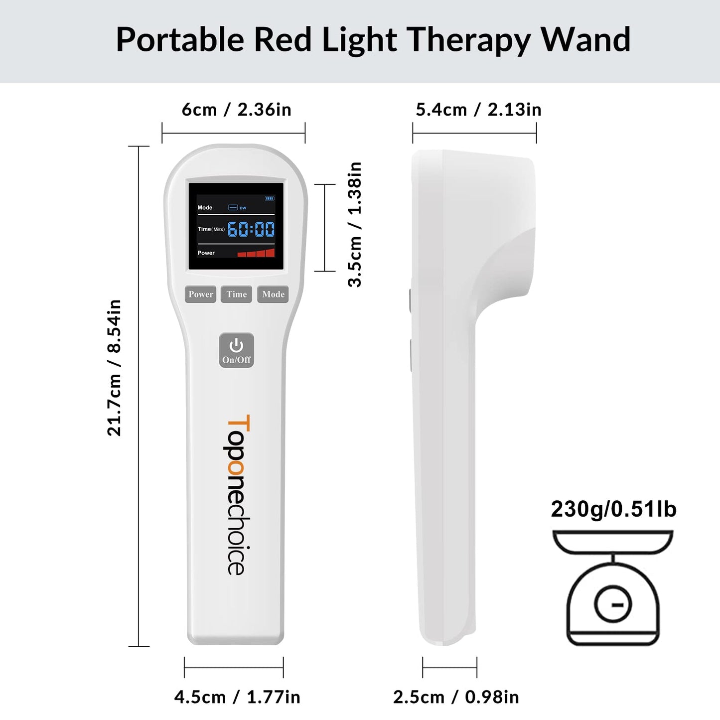Toponechoice Red Light Therapy Device - 4x808nm+16x650nm Near Infrared Light Therapy for Joint Muscle Pain Relief, Handheld Infrared Therapy for Body, Knee, Shoulder, Back, Dog, Cat, Horse, White - Medaid International