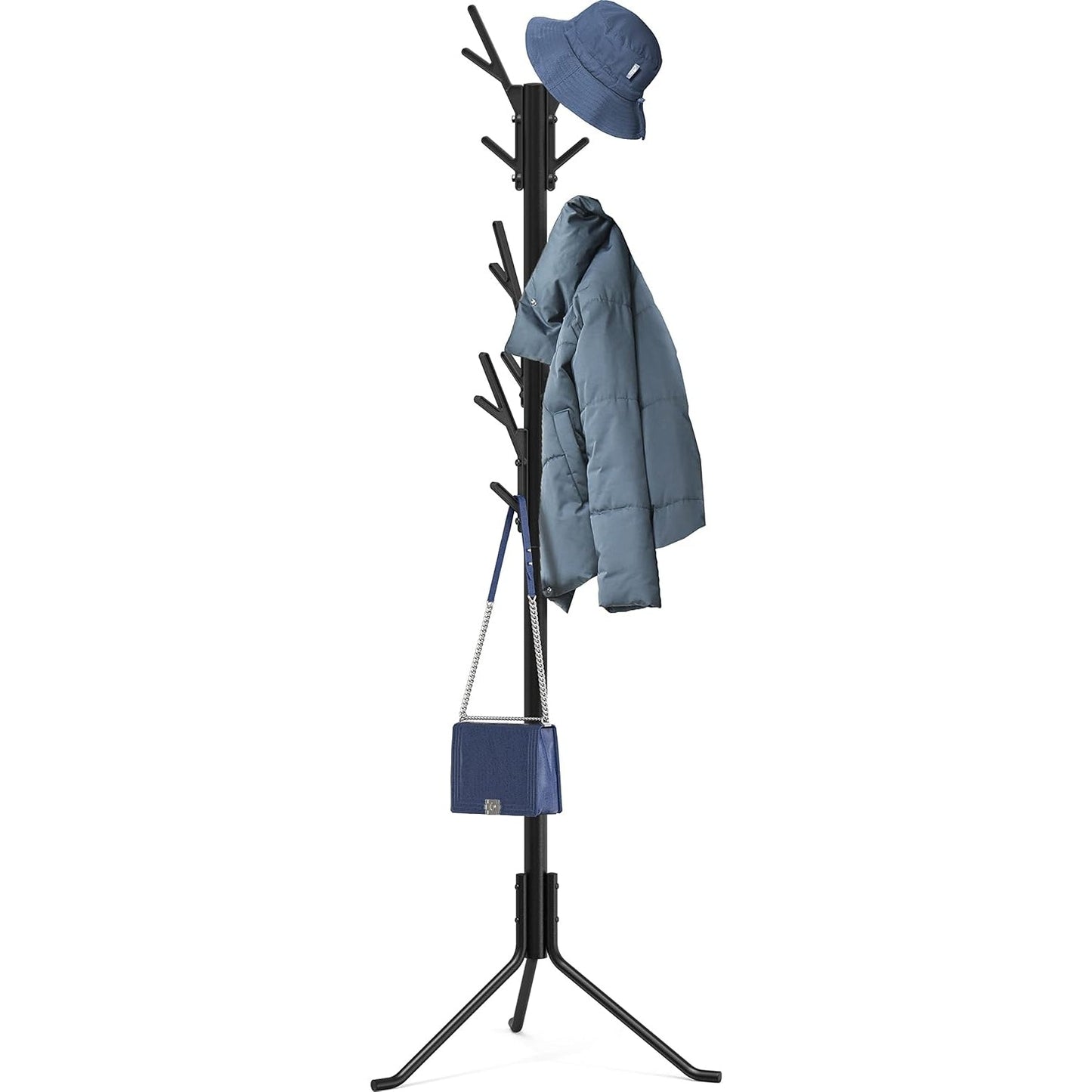 Simple Houseware Standing Coat and Hat Hanger Organizer Rack, 12 Hooks White - Medaid International
