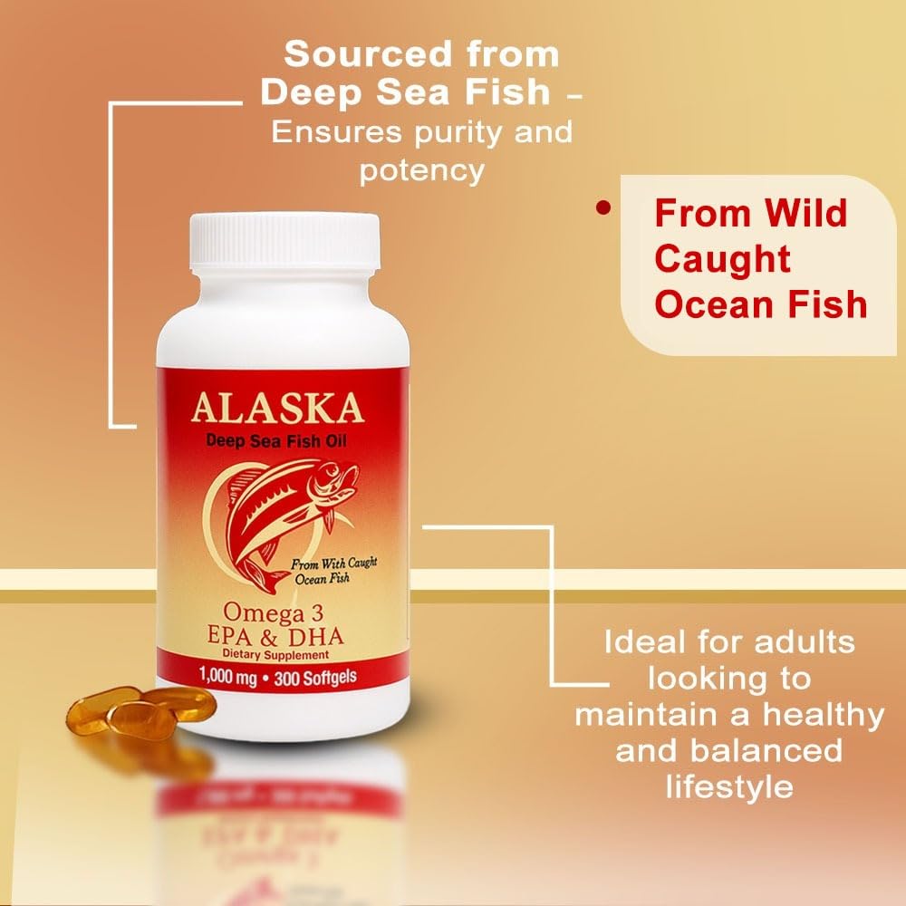 NCB NCB TECHNOLOGY Alaska Deep Sea Omega-3 Fish Oil 1000mg | EPA & DHA Softgels | Wild-Caught & Sustainably Sourced | Supports Heart, Brain, Joint & Immune Health | 300 Softgels - Medaid International
