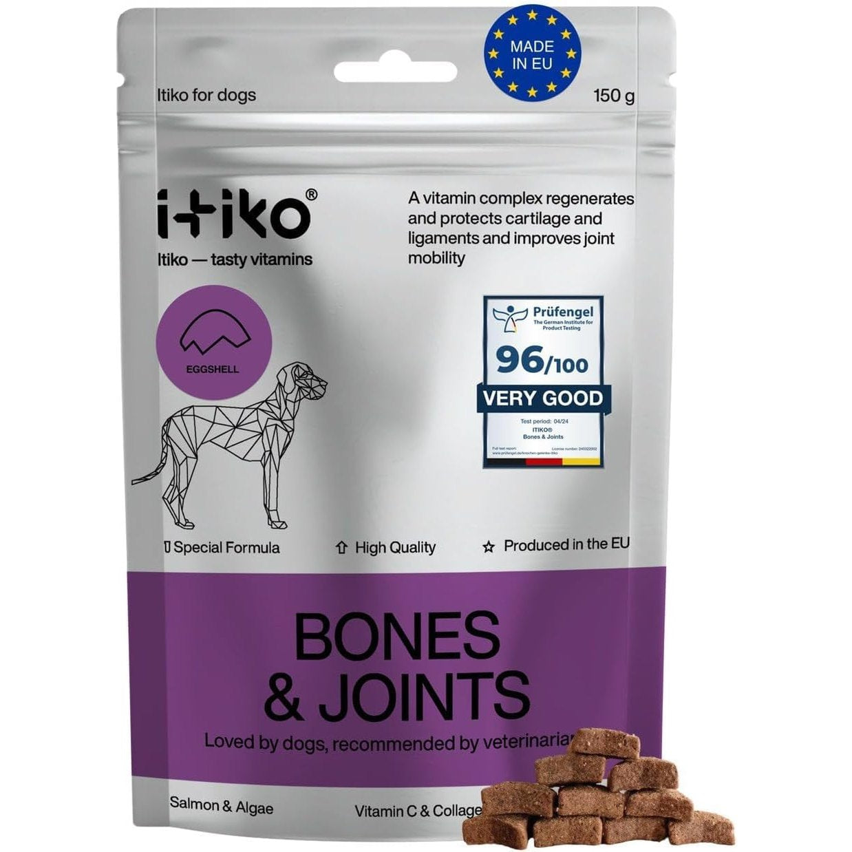 ITIKO Glucosamine Dog Supplements, Bone and Joint Supplement for Dogs with Green-Lipped Mussel, MSM, Chondroitin & Omega-3 | 100-120 PCS of Chews for All Breeds Size