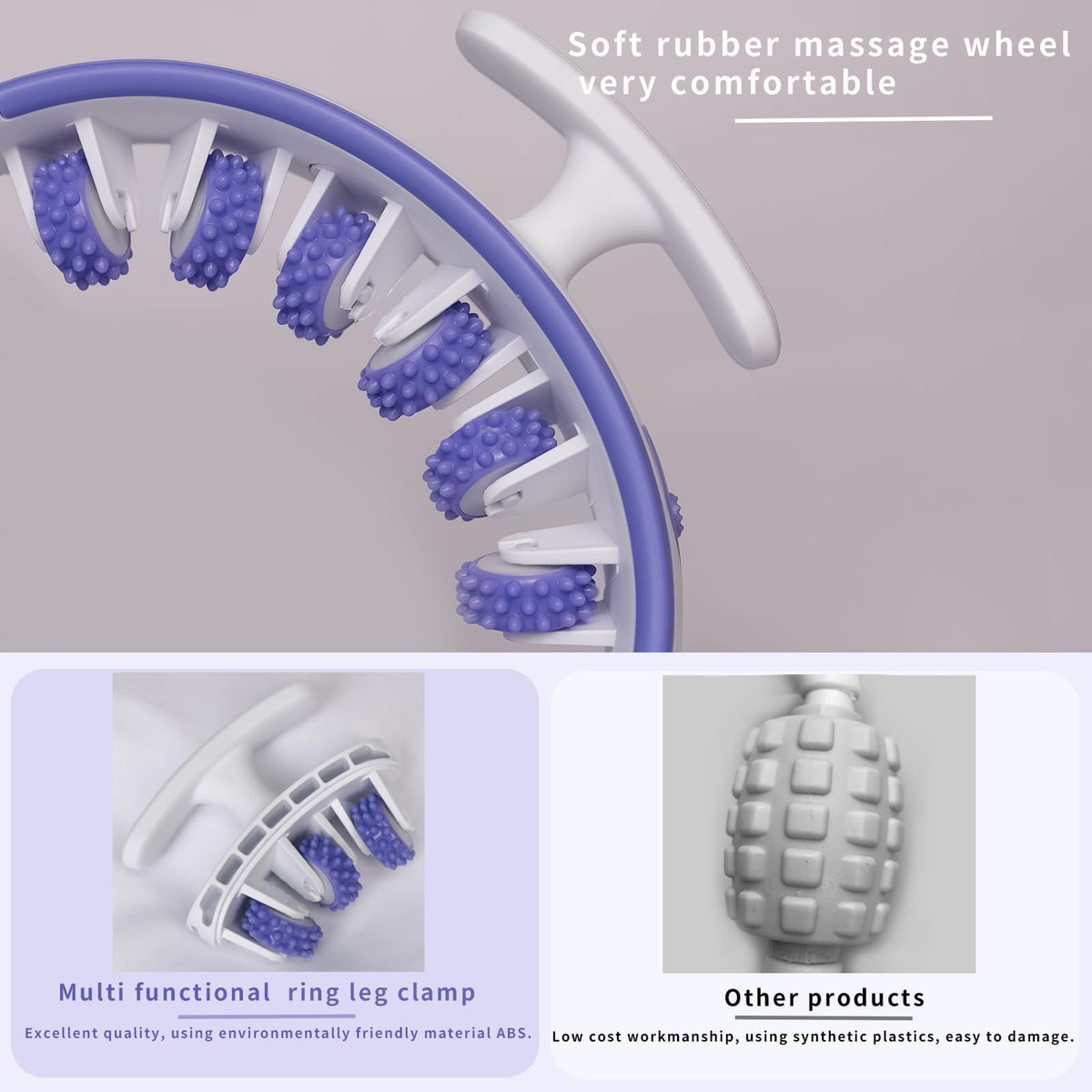 TERRIFI Cellulite Massager, Manual Circular Foam Roller, 360° Deep Tissue Massager for Legs, Thighs, Neck, Back, Detachable Fascia Muscle Roller Tool for Muscle Relaxation & Cellulite Relief