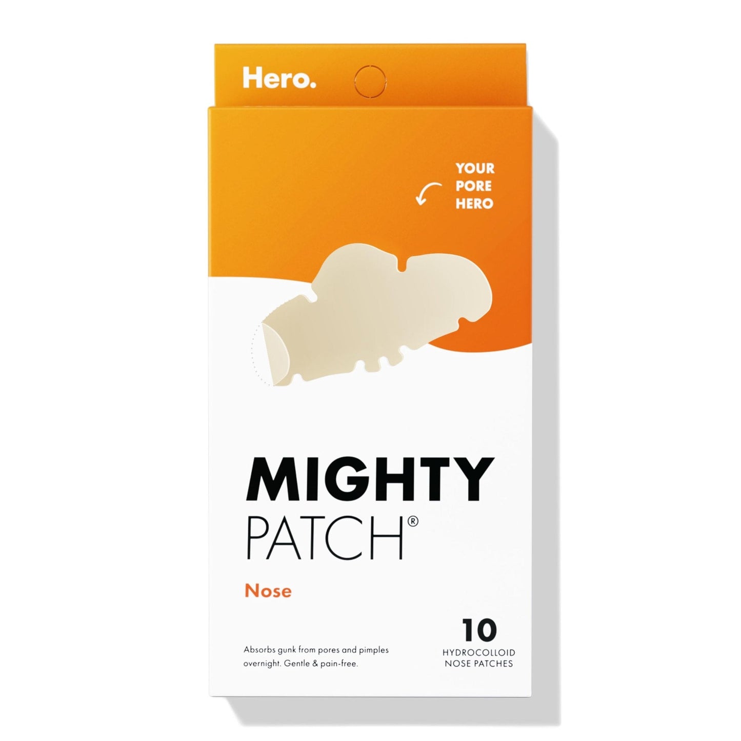 Mighty Patch Nose Pimple Patches from Hero Cosmetics, Large Hydrocolloid Pore Strips, Dermatologist Approved, Overnight, Pimple Stickers to Absorb Acne Nose Gunk, 10 Count - Medaid International