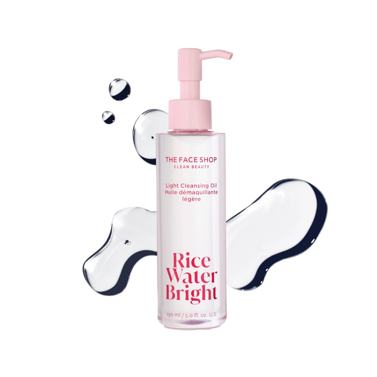 The Face Shop Rice Water Bright Light Facial Cleansing Oil, Daily Makeup Remover, Oil Cleanser, Vegan, Korean Skin Care with Jojoba Oil, Face Pore Cleanser, 150ml - Medaid International
