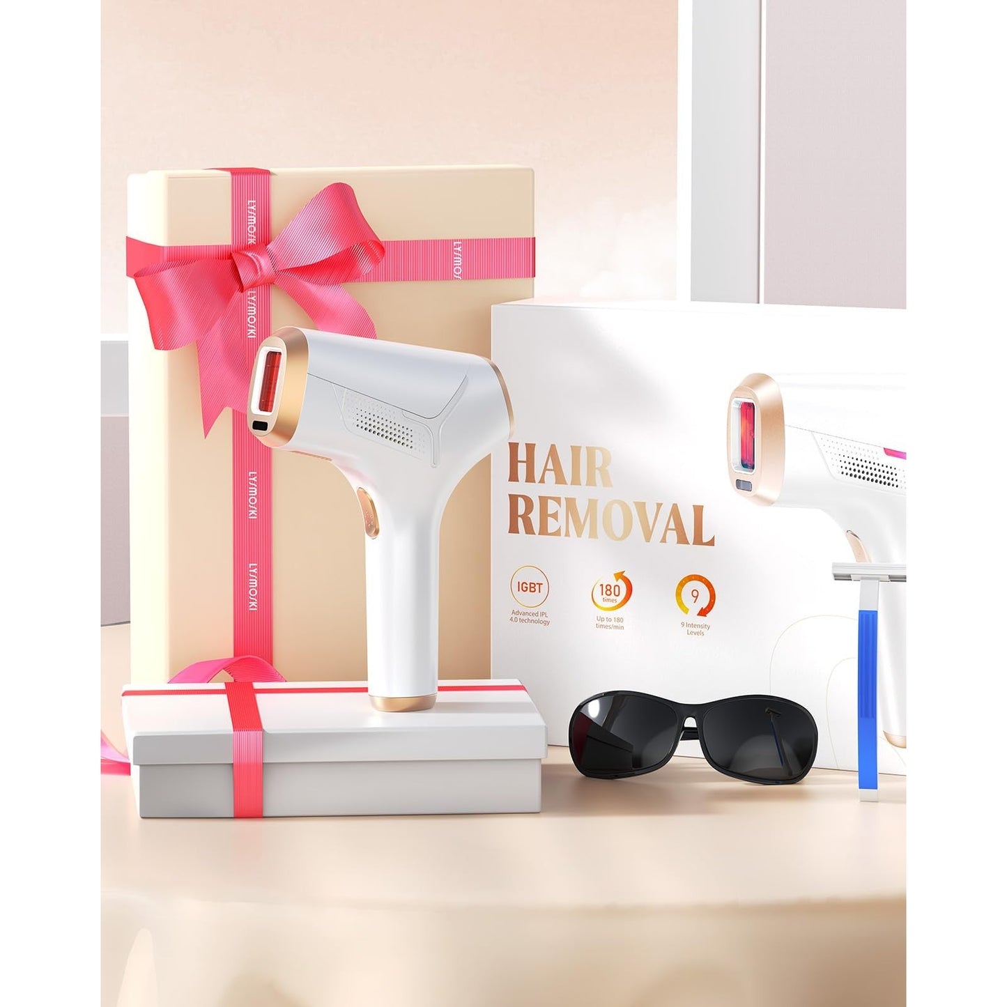 LYSMOSKI Laser Hair Removal for Women and Men, At-Home IPL Hair Removal Device with 5.2 cm² Treatment Window, Nearly Painless, Visible Results in 2 Weeks, Full Body Treatment in 8 Minutes - Medaid International