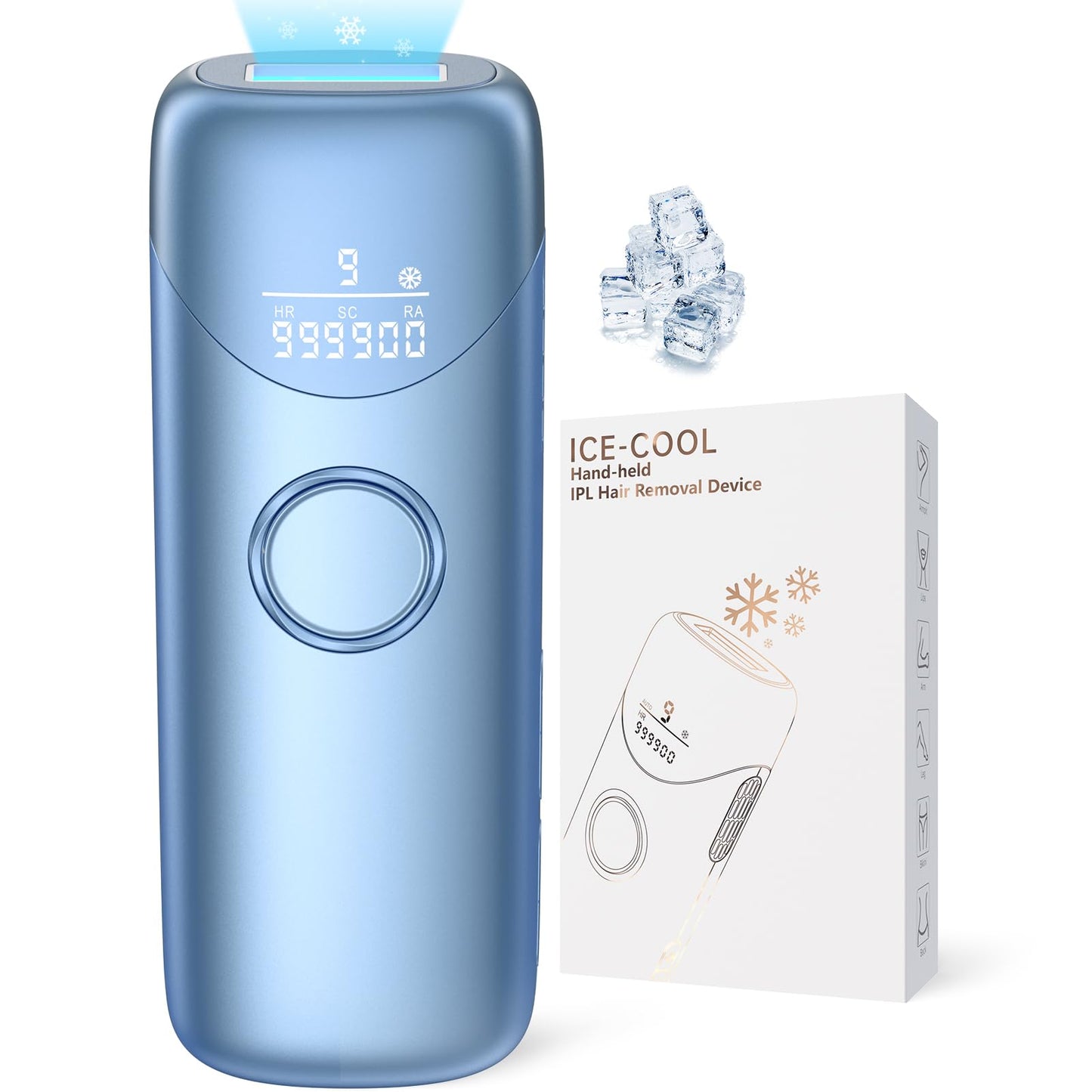 Laser Hair Removal Ubroo IPL Hair Removal Device with 5℃ Ice Cooling, 3 In 1 Painless Hair Removal For Women Men Permanent Face Body Beauty Care (Blue) - Medaid International