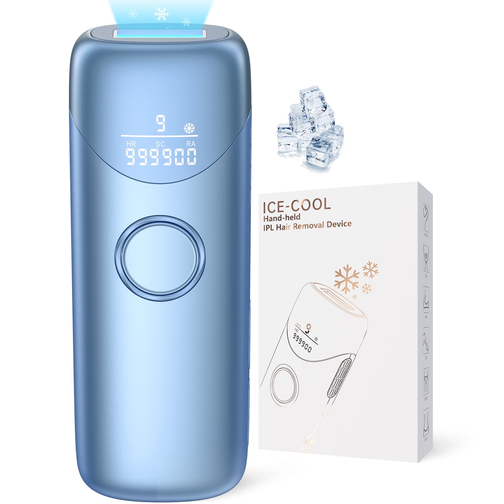 Laser Hair Removal Ubroo IPL Hair Removal Device with 5℃ Ice Cooling, 3 In 1 Painless Hair Removal For Women Men Permanent Face Body Beauty Care (Blue) - Medaid International