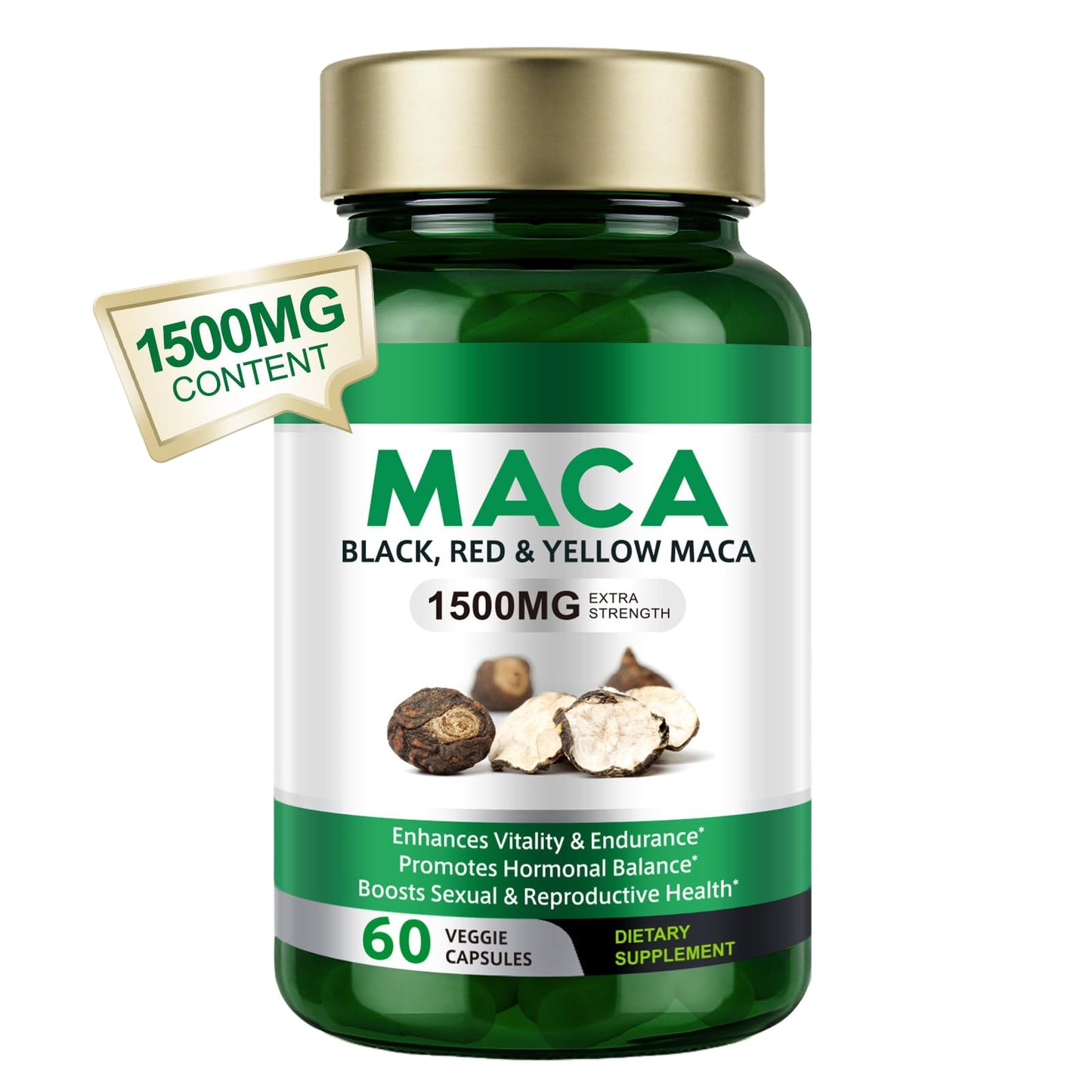 Vceeoy Maca Root, Black Pepper Extract Capsules for Women & Men with 1500 mg Black, Red & Yellow Maca,Gives Energy Boost -60 Capsules, Easy to Swallow - Medaid International