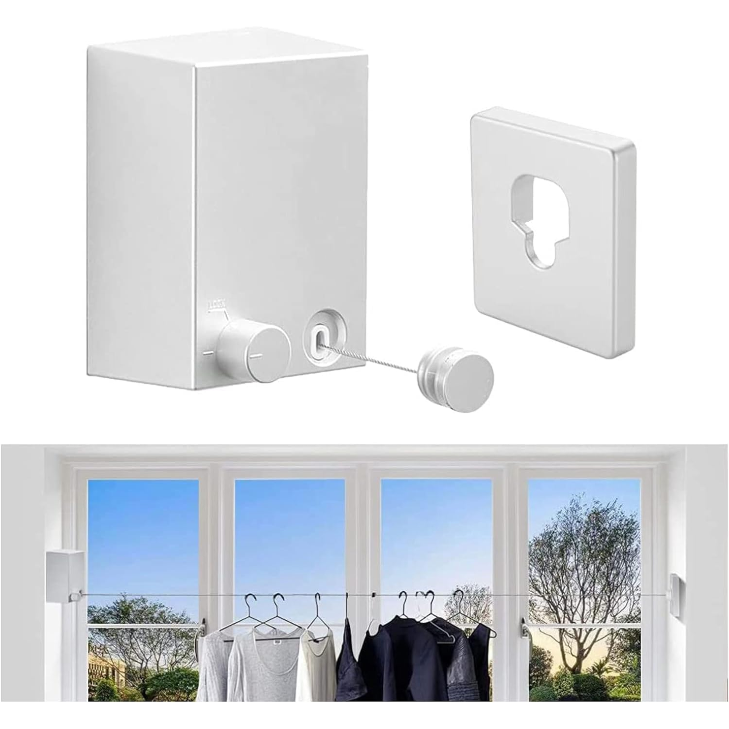 Retractable Clothesline - Clothes Drying Rope Adjustable