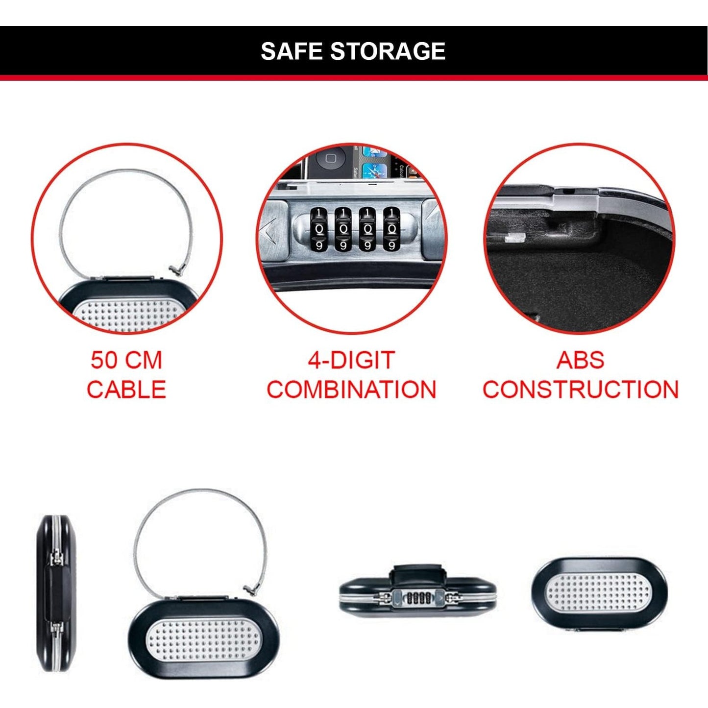 MASTER LOCK Mini Portable Safe With Cable] [Combination] [Black] 5900EURD - Keep your belongings safe when you are on the go