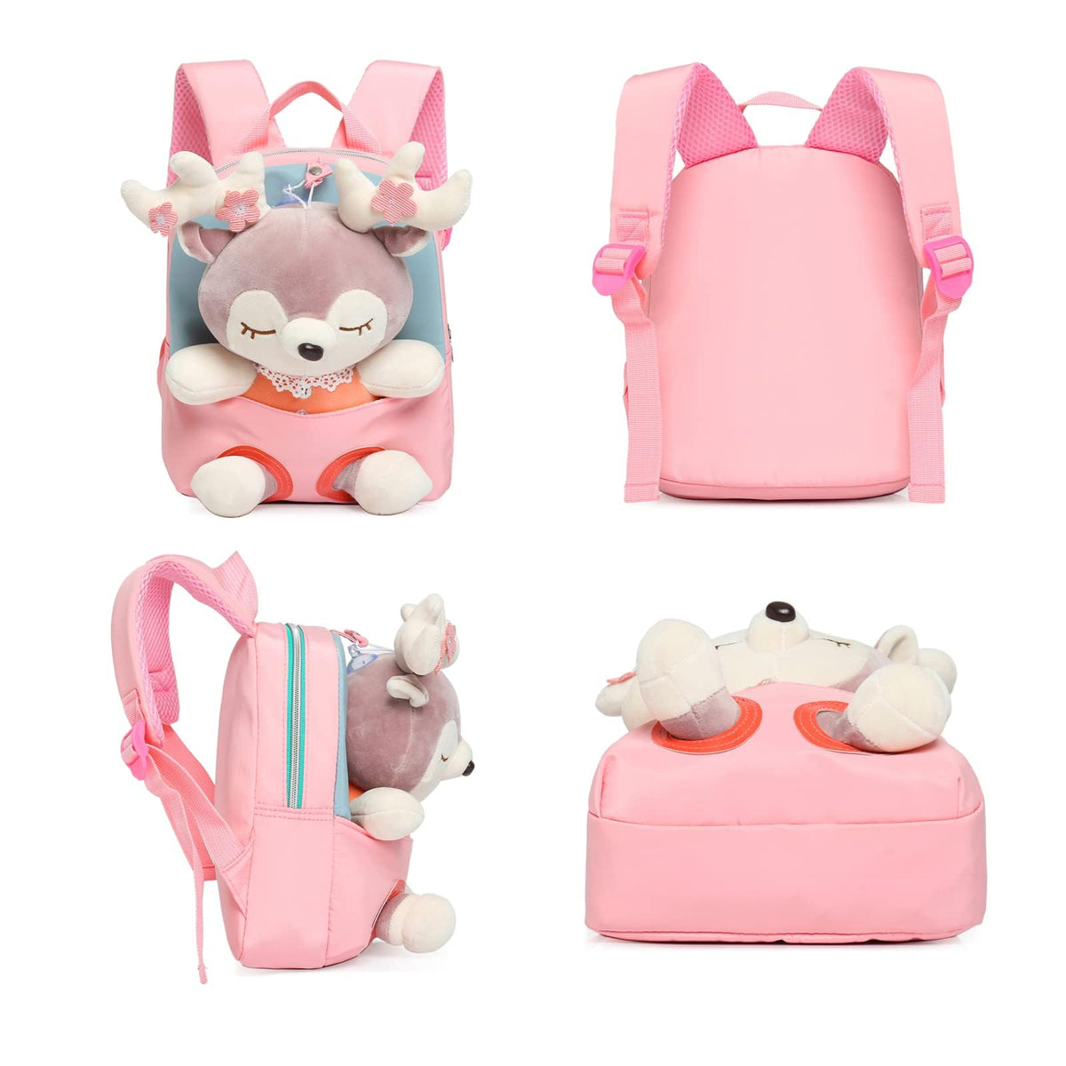 TERRIFI Little Doll Stuffed Animal kids Plush Backpack, Lovely Toddler Backpack, Cartoon Preschool Purse for Kids, Suitable for 2-6 Years Girl Boy (Pink)
