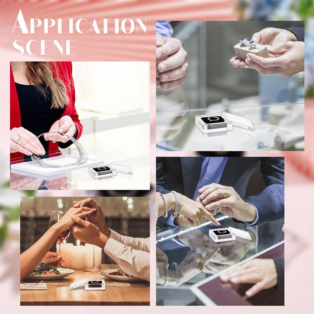 TERRIFI 6 Pcs Acrylic Ring Box with Black Velvet, Clear Jewelry Storage Magnet Case, Suitable for Wedding Day, Proposal, Jewelry, Anniversary (2.3x2.3inch)