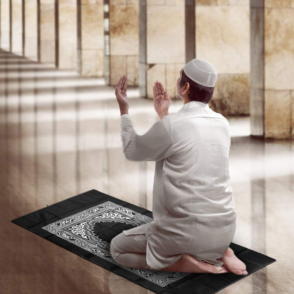 Anlising 2 Pieces Portable Travel Prayer Mat with Compass, Waterproof Polyester Prayer Rug, Muslim Travel Prayer Mat, for Ramadan Gifts (60cm×100cm) - Medaid International
