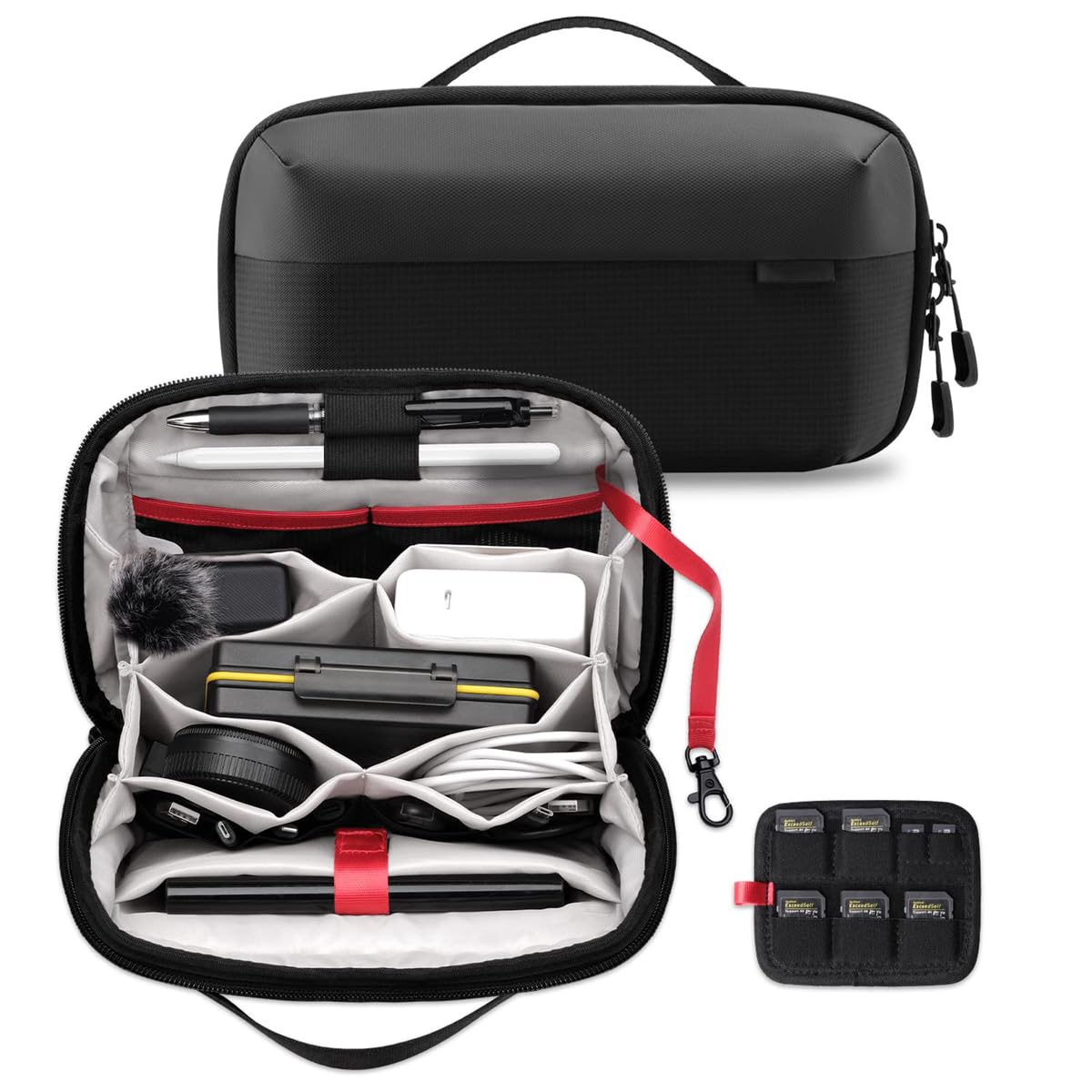 TERRIFI Electronics Organizer Travel Case - Waterproof Tech Pouch, Large Travel-Friendly Bag for Electronic Accessories, Cable, Cord, Charger, Phone - Ideal Tech Organizer for On-the-Go