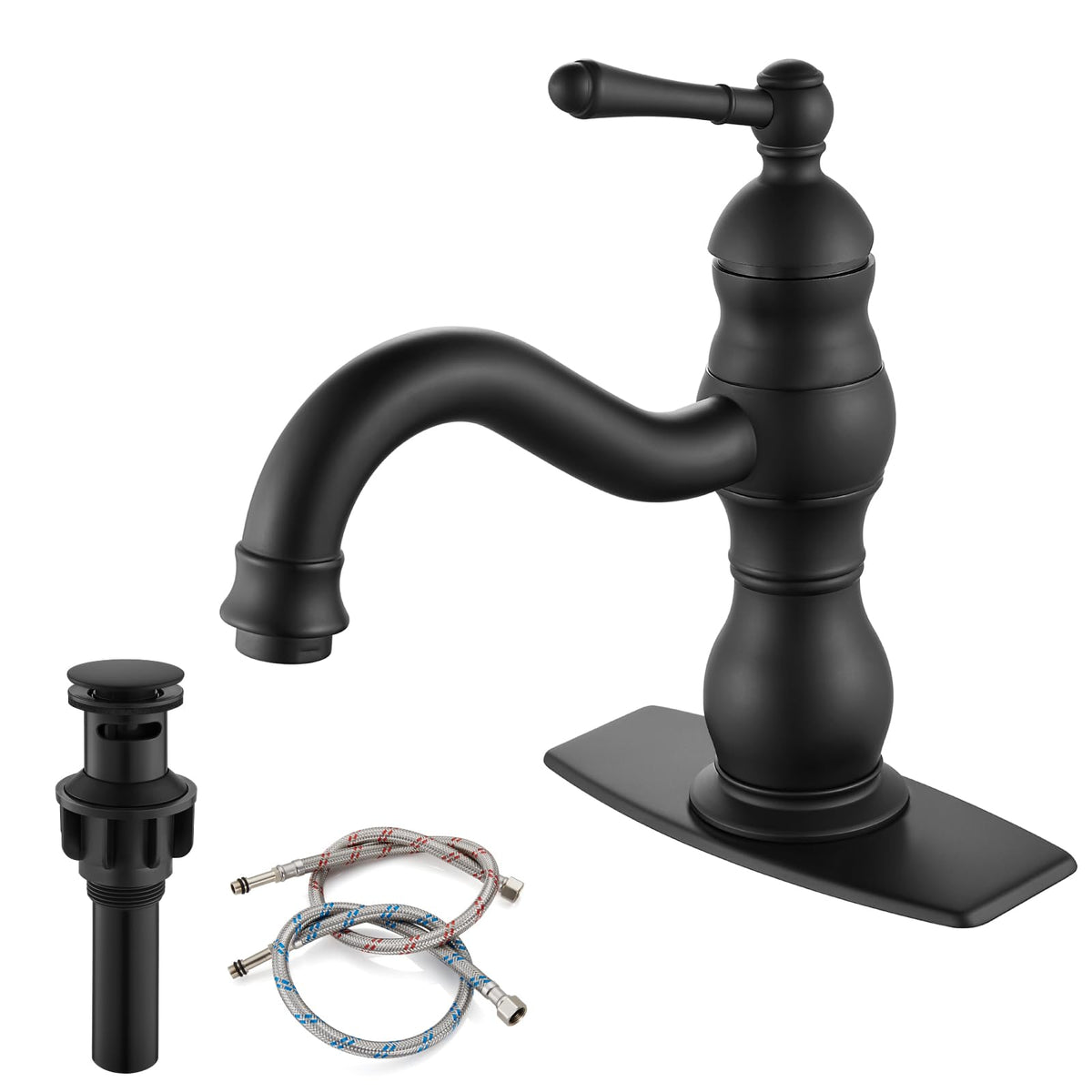 gotonovo Bathroom Vessel Sink Faucet Polish Chrome Single Handle Lavatory Vanity Mixer Bar Tap 360° Swivel with Pop Up Drain Tall Spout Single Hole Deck Mount