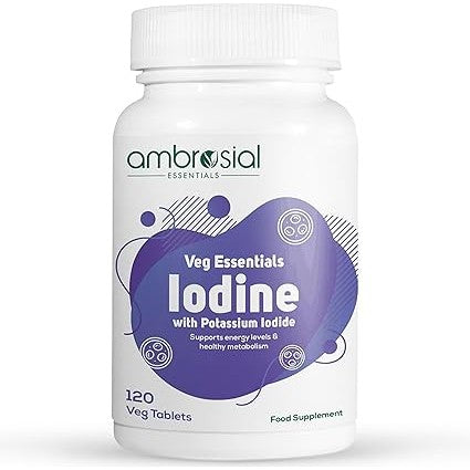 Ambrosial Iodine 5000 mcg & 7500 mcg Potassium Iodide Tablets – Natural Vegetarian Iodine Source | Daily Mineral Supplement | 120 Tablets
