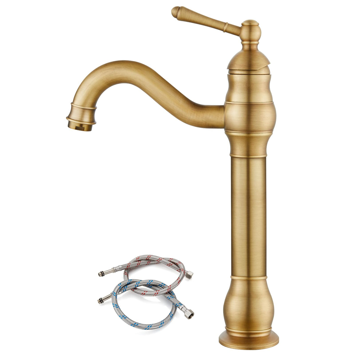 gotonovo Bathroom Vessel Sink Faucet Polish Chrome Single Handle Lavatory Vanity Mixer Bar Tap 360° Swivel with Pop Up Drain Tall Spout Single Hole Deck Mount
