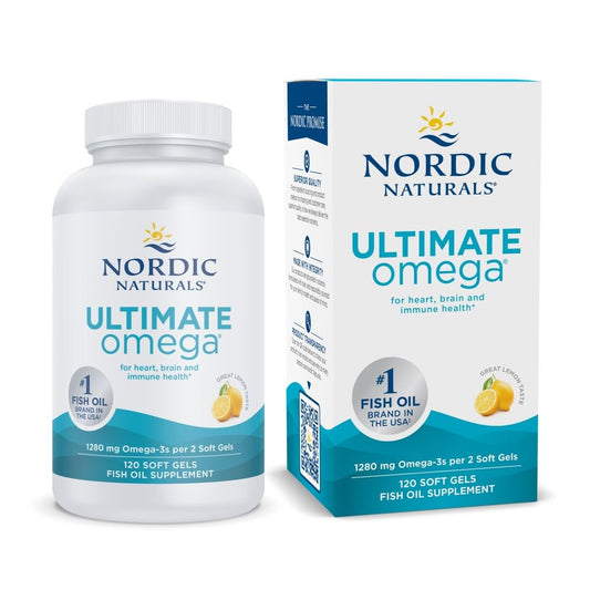 Nordic Naturals Ultimate Omega, Lemon Flavor - 120 Soft Gels - 1280 mg Omega-3 - High-Potency Fish Oil Supplement with EPA & DHA - Promotes Brain & Heart Health - Non-GMO - 60 Servings - Medaid International