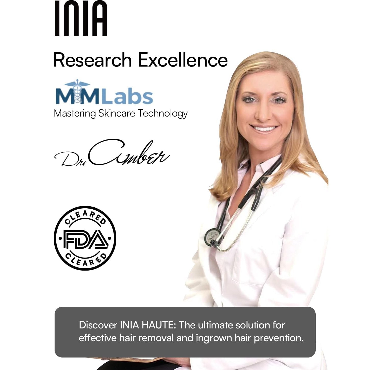 INIA Laser Hair Removal for Women and Men, IPL Hair Removal Device with Ice-Cooling, Double Effectiveness & 5 Flashes per Second for Long-Lasting and Nearly Painless Results - Medaid International