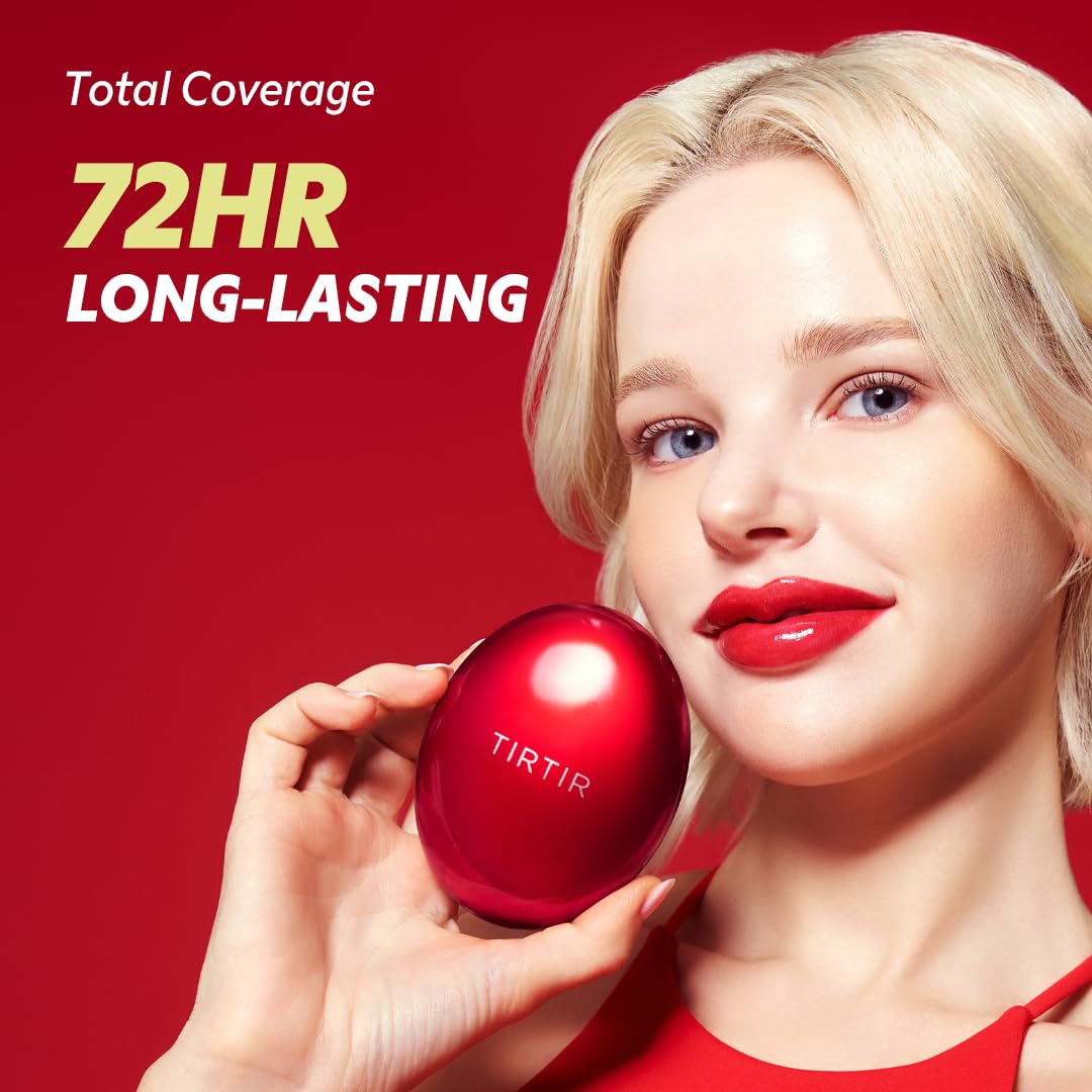 [*Mini Size*] TIRTIR Mask Fit Red Cushion Foundation | Full coverage, Weightless, Skin fit, Satin Glow Finish, Korean Makeup, beauty, Tattoo cover up, Buildable (#15C Fair Porcelain, 0.15 Fl Oz) - Medaid International