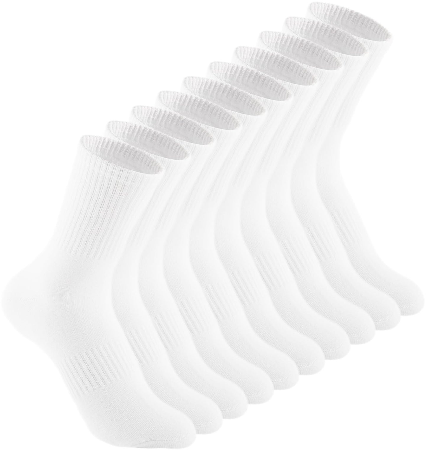 Irisbear White Crew Socks for Women 6-9 Cotton Cushion Running Hiking Athletic Long Tall High Socks for Men - Medaid International