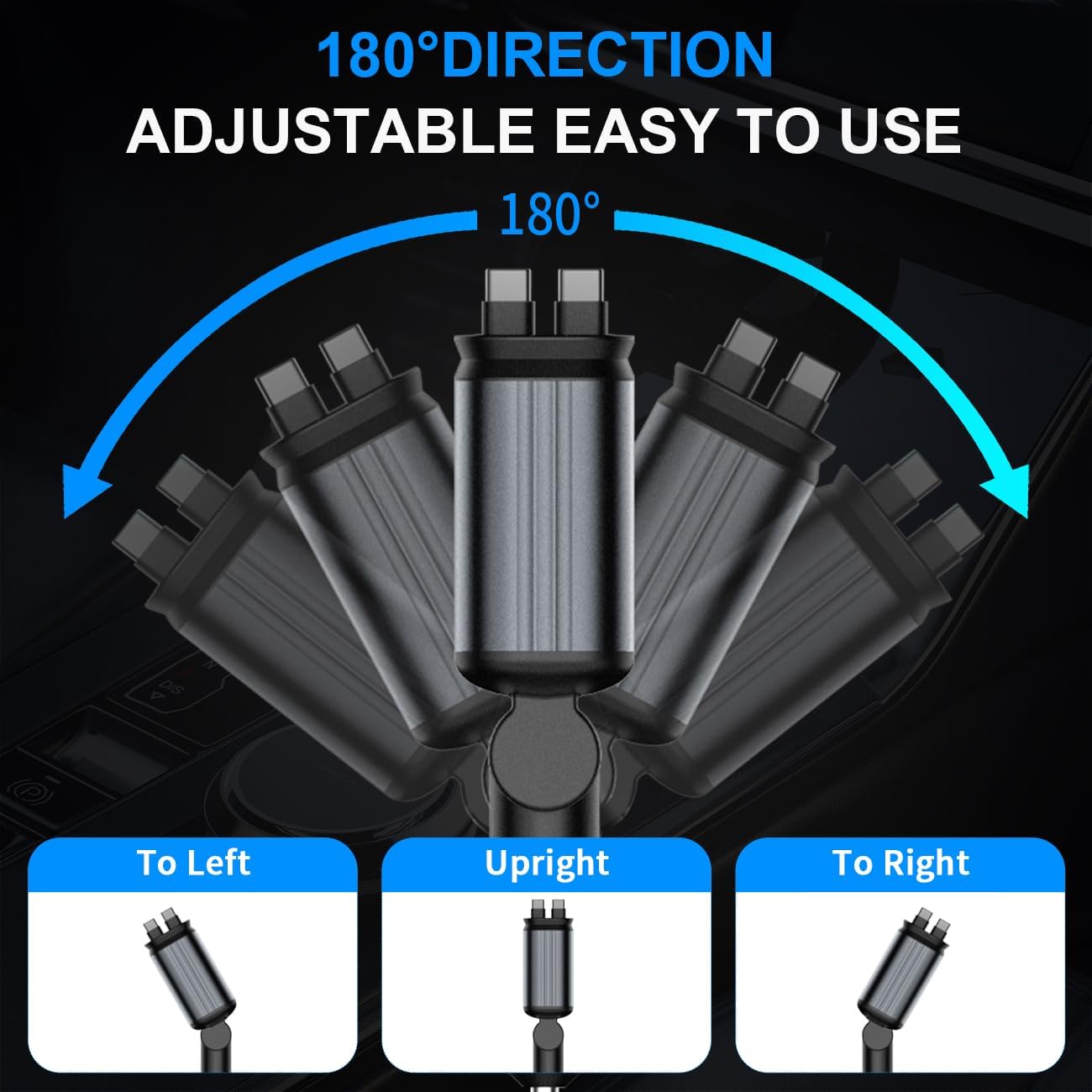 4-in-1 Retractable Car Charger with Star Light Cables – Fast Charging for iPhone, Galaxy & USB-C Devices