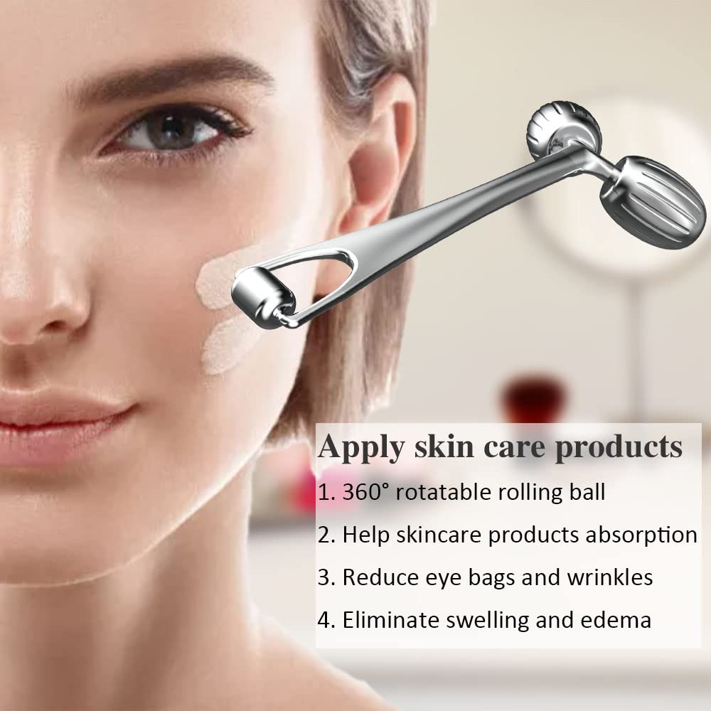 Yeamon Gua Sha Facial Tools and Face Roller Set, Facial Massage Tool for Women’s Skincare Routine,Cooling Stainless Steel Face Sculpting Eyes Roller Guasha for Daily Use or Self-Care Gift for Women - Medaid International