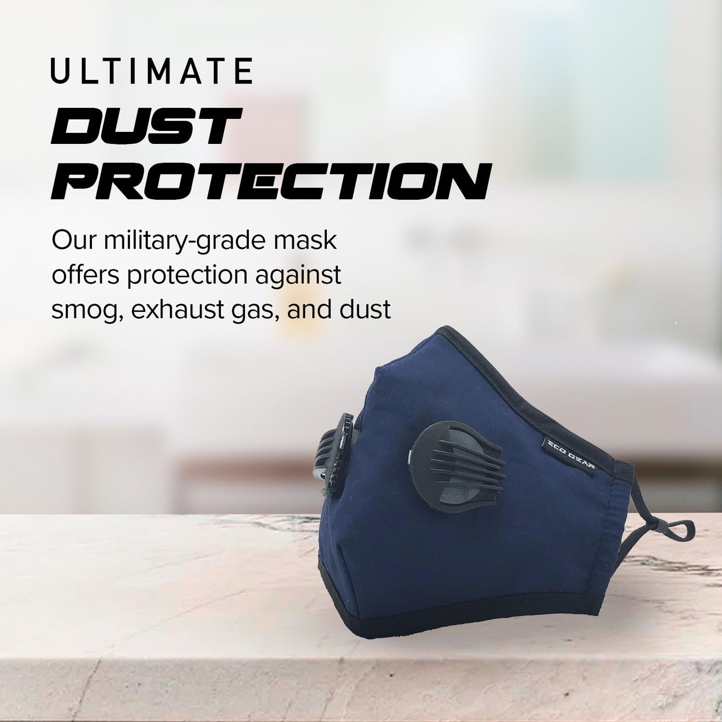 ECO-GEAR Anti Pollution Face Mask Particulate Respirator| Mask for Dust, Exhaust Gas, Smoke, Smog, Pollen and Fumes | Unisex Military Grade Washable Mouth Mask