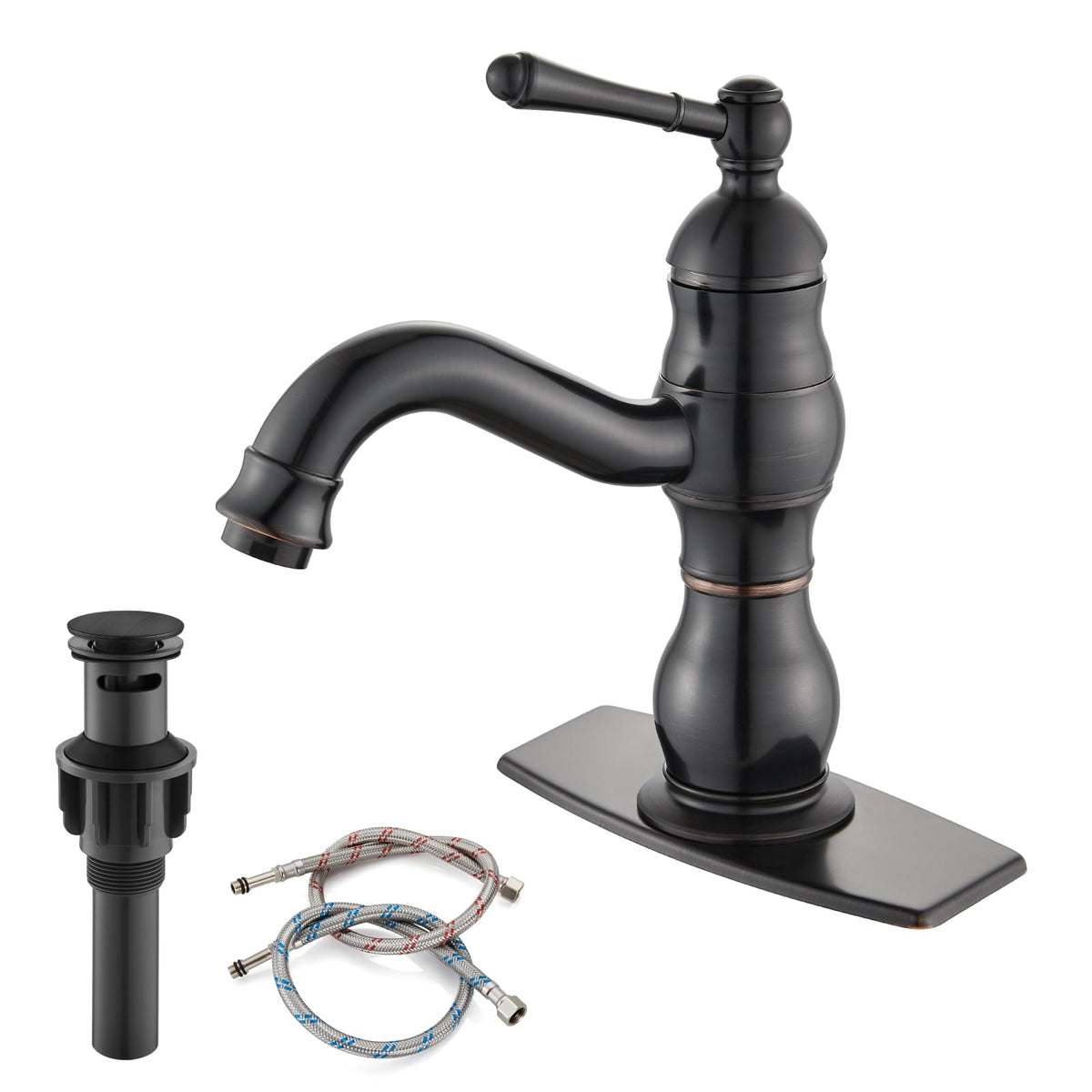 gotonovo Bathroom Vessel Sink Faucet Polish Chrome Single Handle Lavatory Vanity Mixer Bar Tap 360° Swivel with Pop Up Drain Tall Spout Single Hole Deck Mount