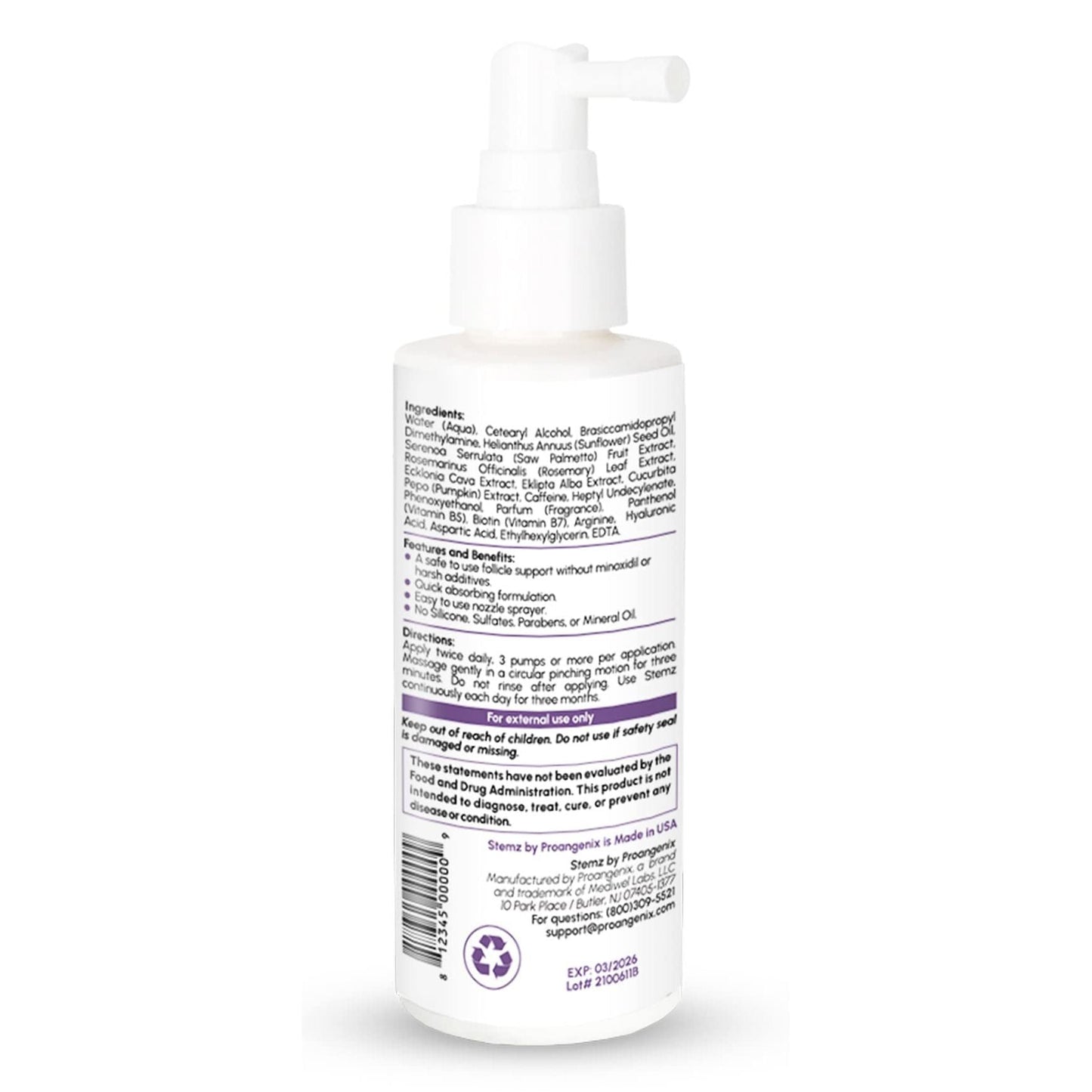 Stemz for Women - Hair Follicle Stimulator - Natural Alternative to Minoxidil and Hair Growth Oil - Sea Moss Peptides to Support Hair Growth - Delivers Results in 90 Days - Medaid International