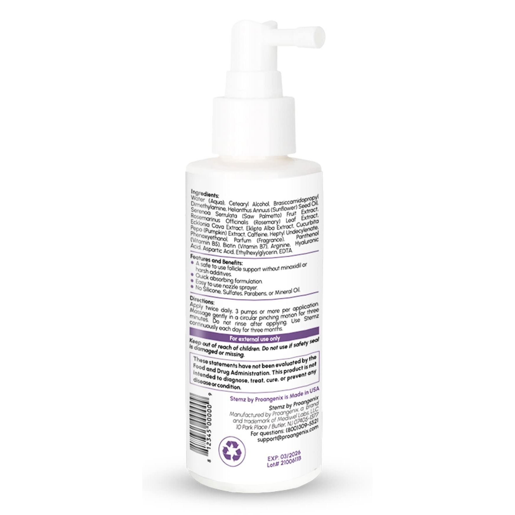 Stemz for Women - Hair Follicle Stimulator - Natural Alternative to Minoxidil and Hair Growth Oil - Sea Moss Peptides to Support Hair Growth - Delivers Results in 90 Days - Medaid International