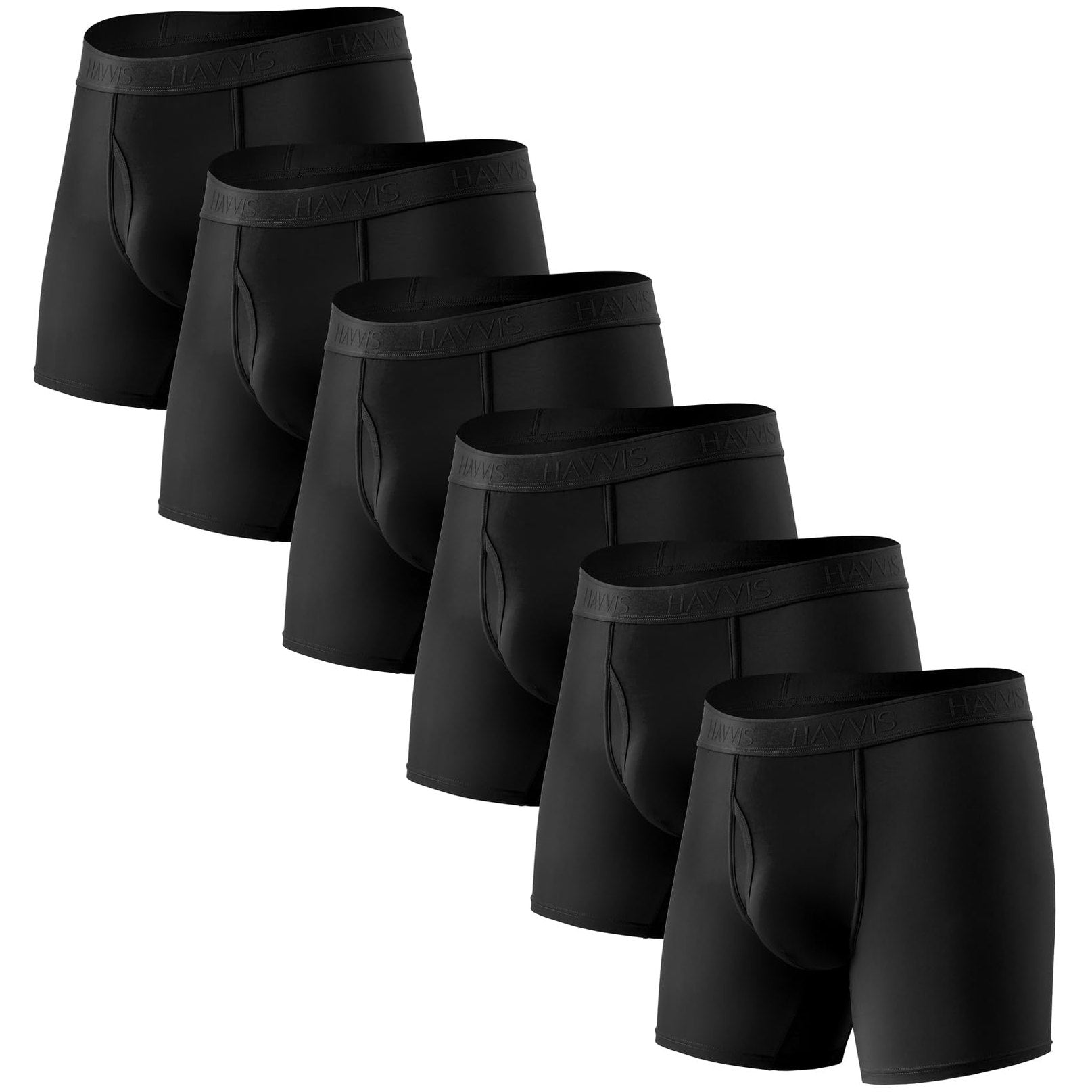 HAVVIS Men's Performance Underwear Boxer Briefs Soft Comfortable Bamboo Viscose Underwear for Men Multipack (L, Boxer Briefs : C05-6 Pack - Black) - Medaid International
