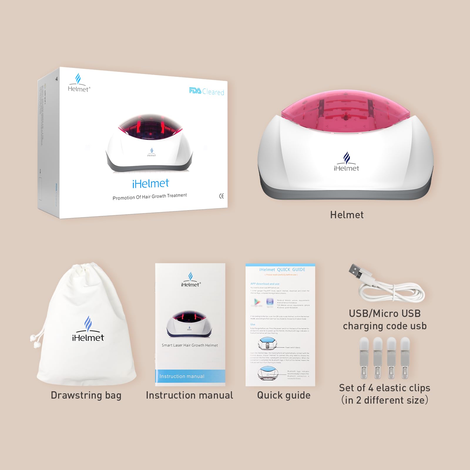 iHelmet Laser Hair Growth System (FDA Cleared), Hair Regrowth Helmet & Laser Cap, Hair Loss Treatment for Men and Women, Low Level Laser Therapy for Hair Growth, Anti-Thining Treatment，36 Pink - Medaid International