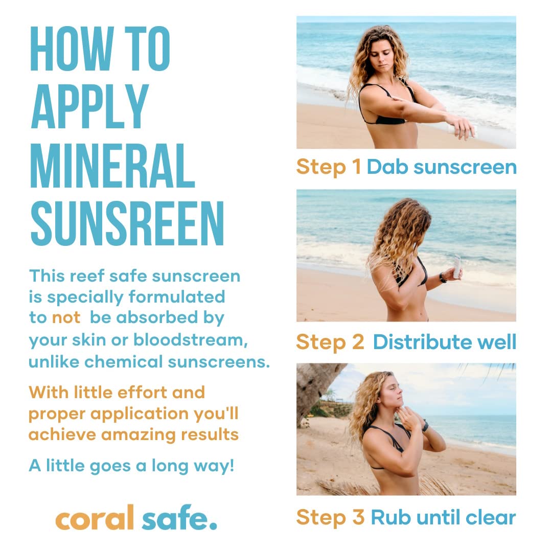 Reef Safe Sunscreen SPF 50 Facestick - Biodegradable, Hawaii & Mexico Approve, Zinc, Vitamin E, Oxybenzone & Octinoxate Free, Water Resistant, Natural Ingredients, Made in USA by Coral Safe - Medaid International