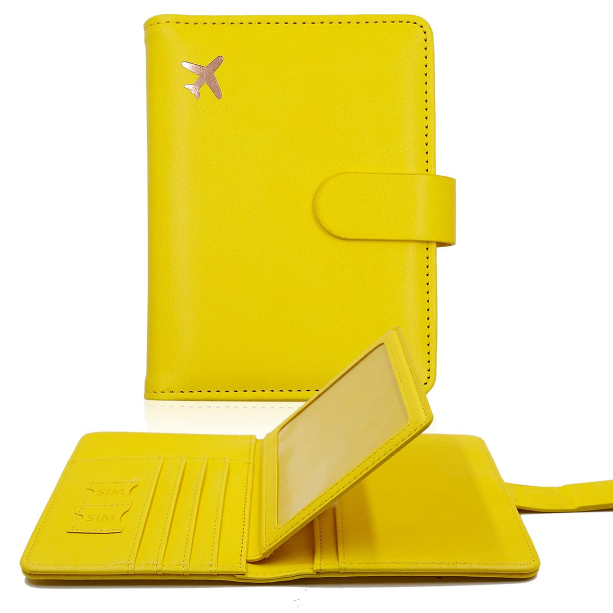 KASTWAVE Passport Holder, Passport Holder Card Slots, Creative Aircraft Certificate Storage Bag, Cute Passport Cover for Women and Men, Waterproof Rfid Blocking Travel Wallet (Borwn)