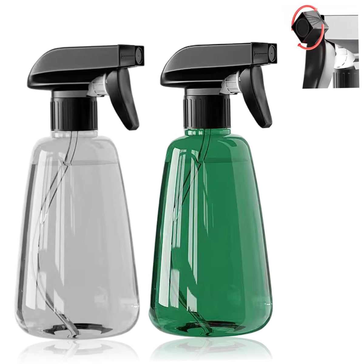 2 Pack Plant Spray Bottles, 17oz Clear Plastic Water Spray Bottle with 360° Adjustable Nozzle, Multi-Use Plant Mister for Garden, Kitchen, Salon and Home