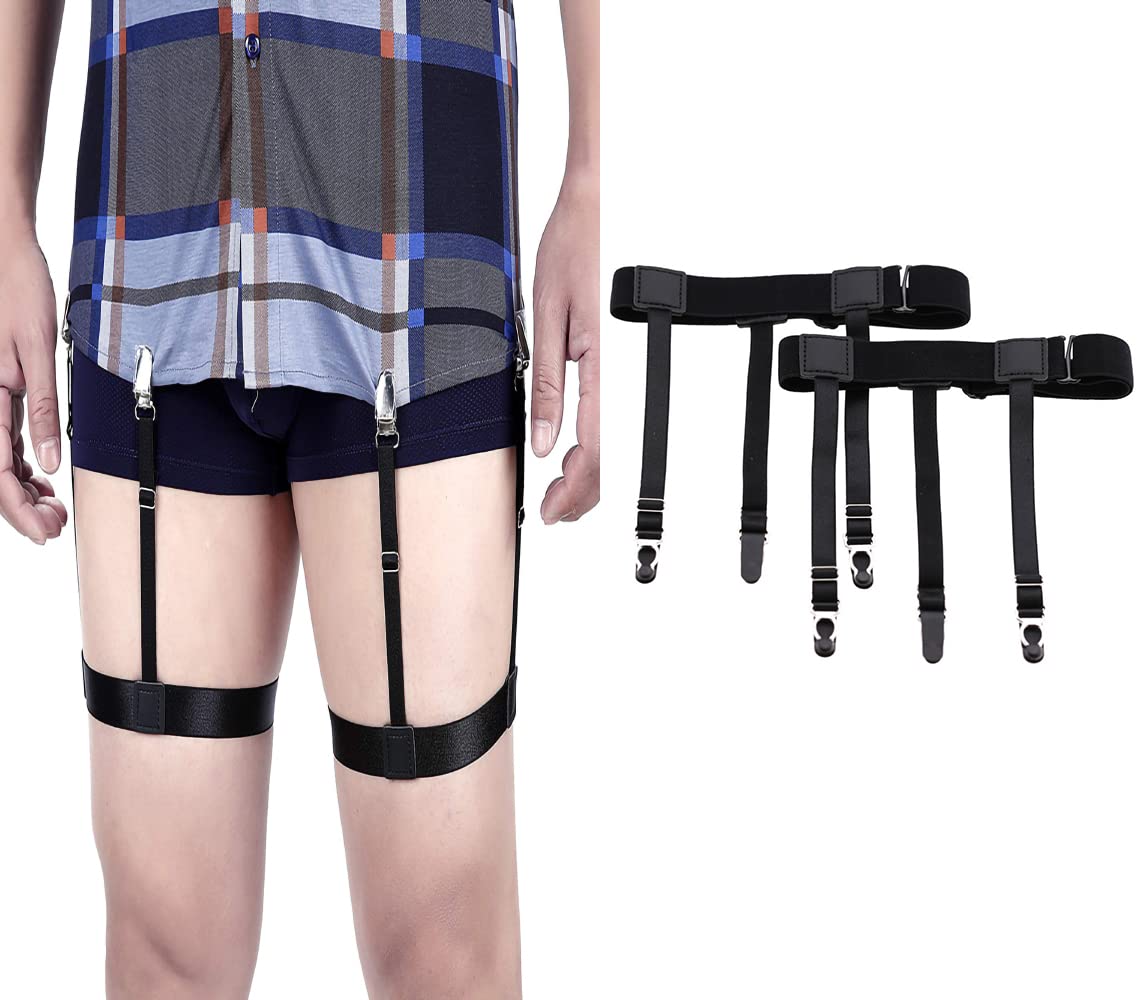 KASTWAVE Men's Shirt Holder Adjustable Elastic Shirt Garter Belt Shirt Holder with Anti-Slip Locking Clip Holder for Shirt Pleating and Fixing the Position of Men's Shirts