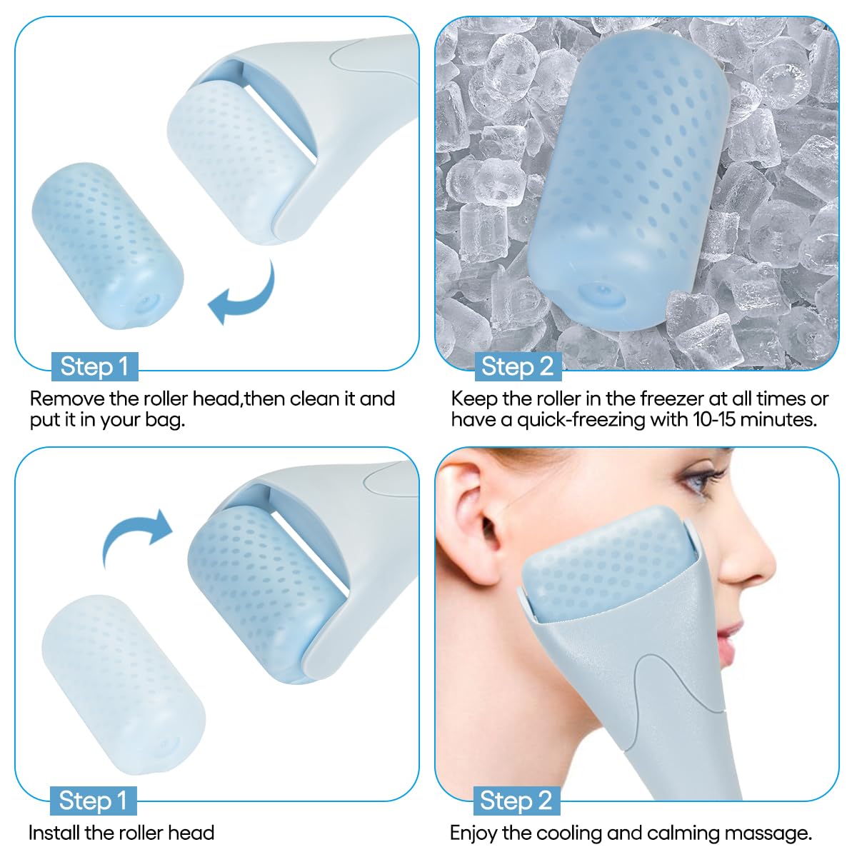 Fronnor Ice Roller for Face,Eyes,Women Gifts Idea,Therapeutic Cooling to Tighten Brighten Complexion and Reduce Wrinkles,Massager Under Eye Puffiness,Migraine and Pain Relidf (Haze Blue) - Medaid International