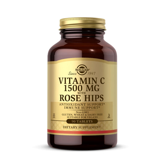 Solgar Vitamin C 1500 mg with Rose HIPS, 90 Tablets - Antioxidant & Immune Support - Overall Health - Supports Healthy Skin & Joints - Non-GMO, Vegan, Gluten Free, Dairy Free, Kosher - 90 Servings - Medaid International