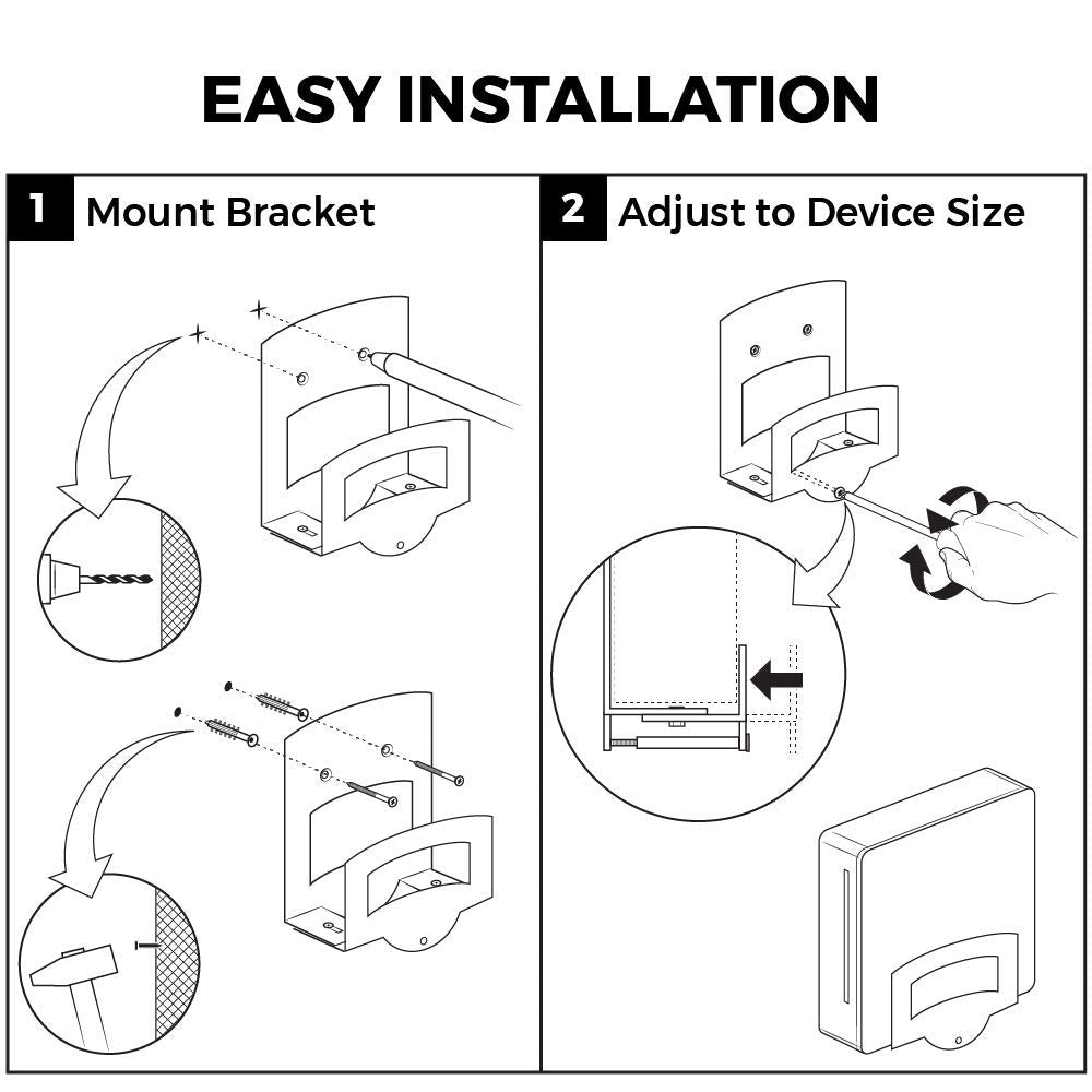 HumanCentric Cable Box and Modem Mount, Adjustable Wall Mount for Small and Wide Devices, Cable Boxes, Modems, DVD Players, Streaming Media Devices, Mount on The Wall Behind TV, Hardware Included - Medaid International