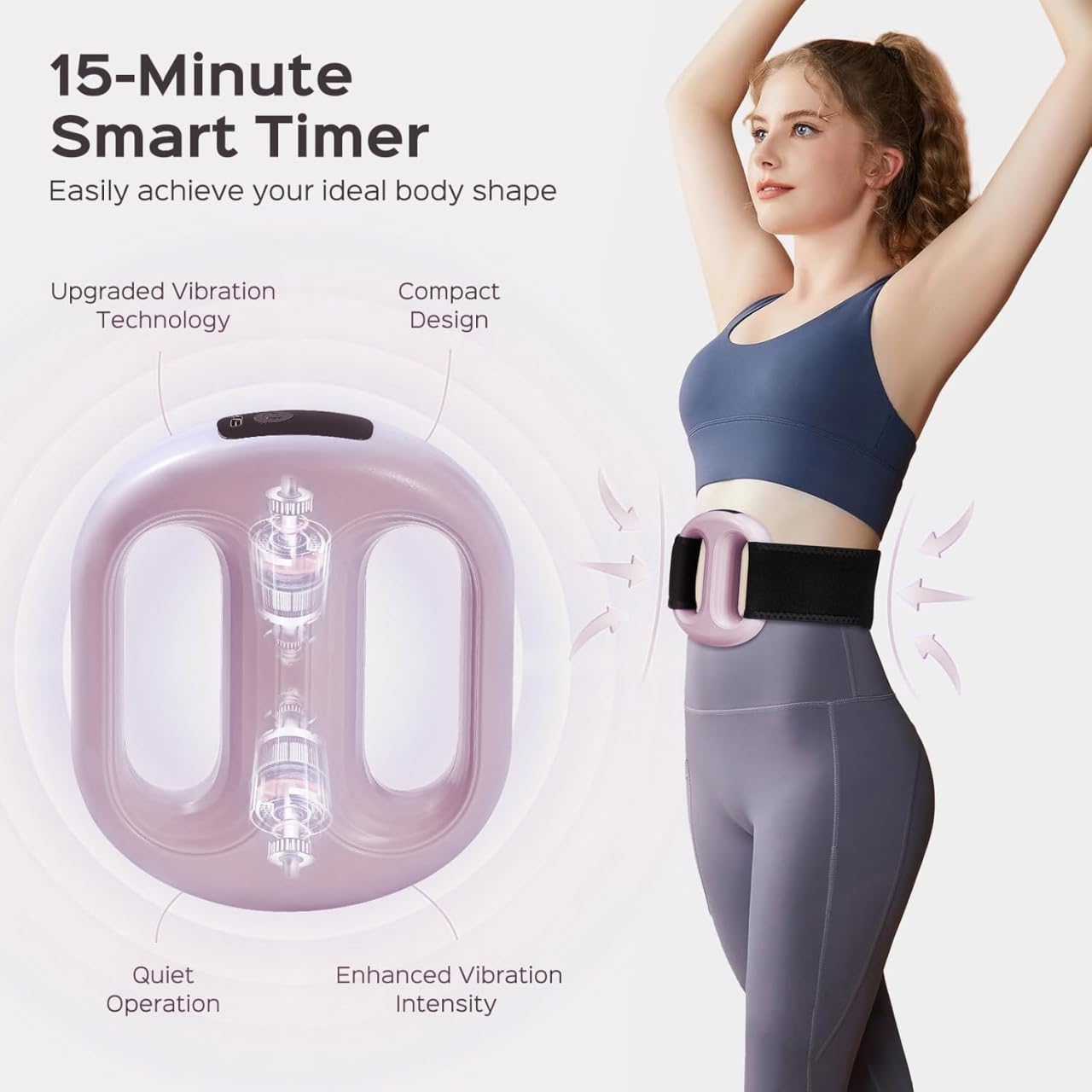 Cordless Massage Ring Portable Vibration Plate,Handheld Lymphatic Drainage Massager,Exercise Shaker Machine for Weight Loss 8-Level Adjustable Vibration Fitness Ring