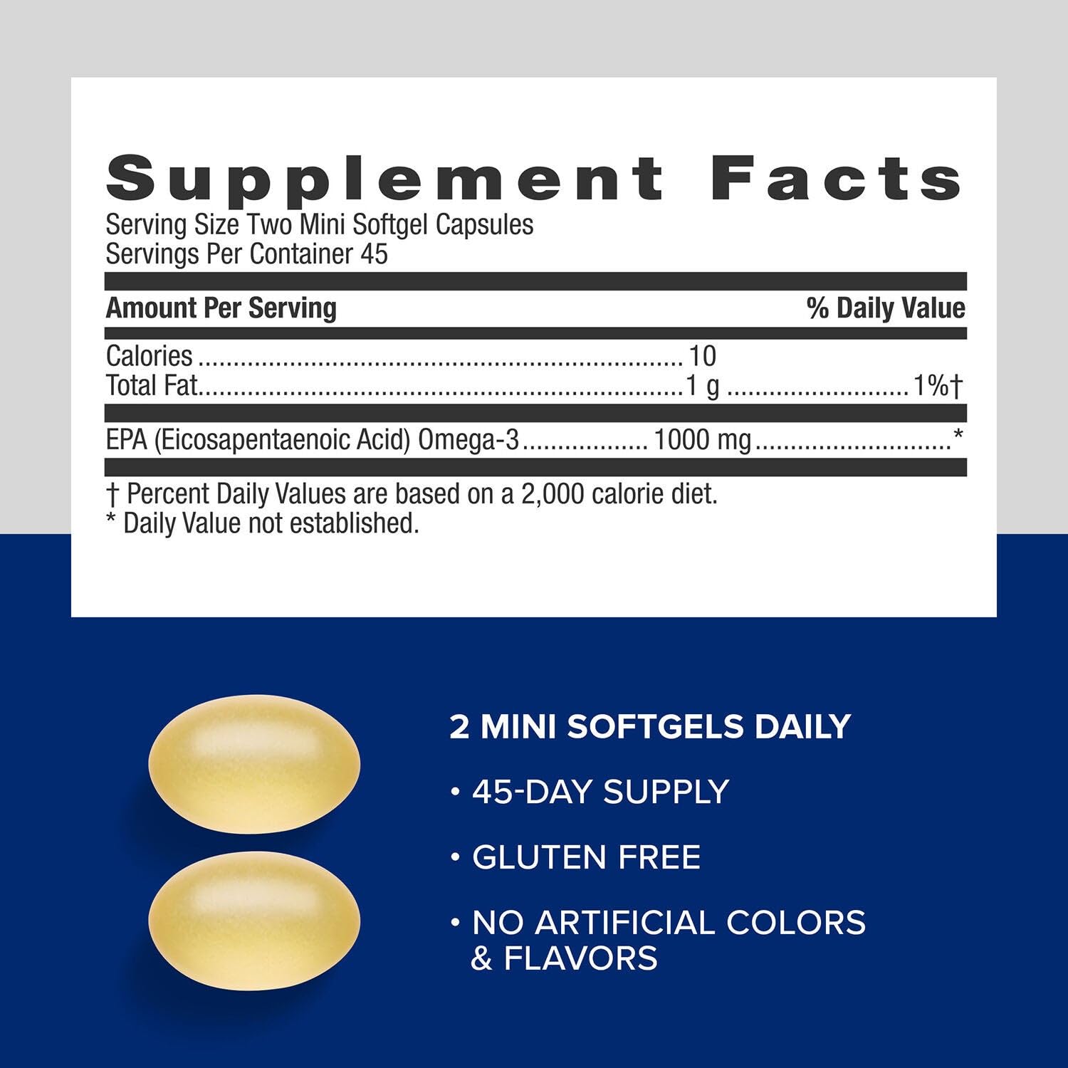 GNC Triple Strength Fish Oil EPA 1000 Mini, 1000mg Omega 3, Mini Softgels, Supports Eye, Brain, Skin, Healthy Triglycerides, Heart, Joint, Coated to Control Fishy Burps, 45 Servings - Medaid International