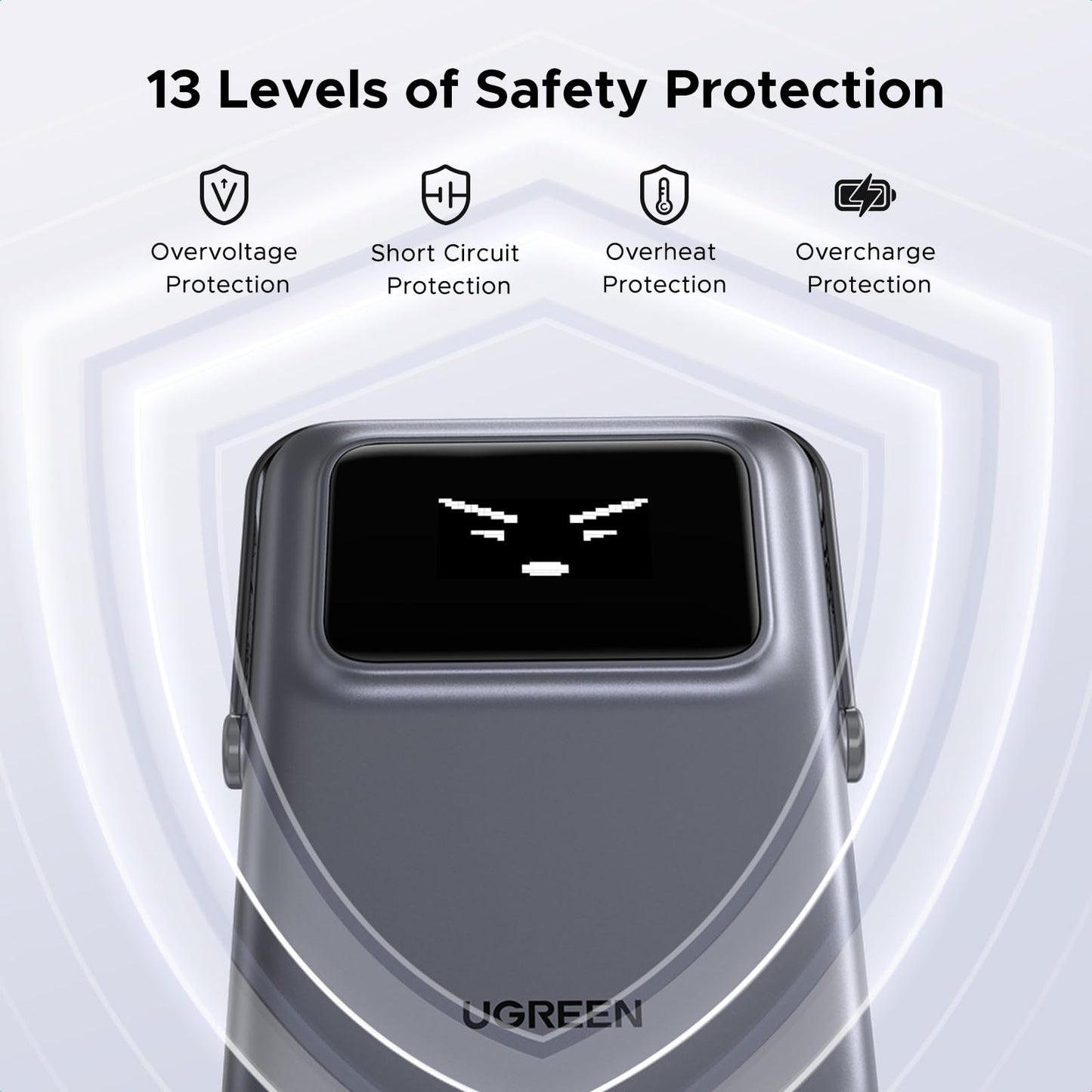 UGREEN Uno 10000mAh Magnetic Portable Charger, Qi 7.5W Wireless Power Bank, PD 20W USB C Battery Pack with Foldable Stand and TFT Display MagSafe Compatible iPhone 17/16 /15/14/13/12 Series, Black - Medaid International
