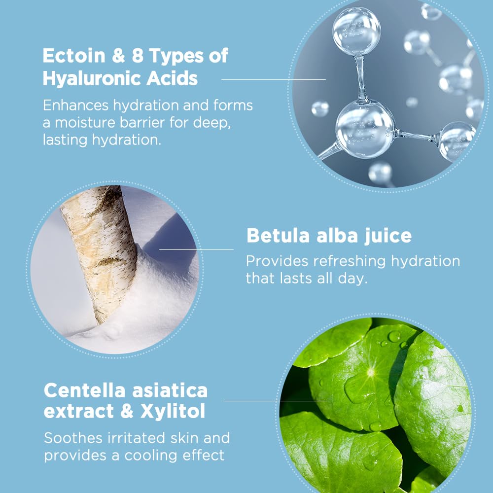 Nightingale Ecto-hyaluronic Soothing Mask, Hyaluronic Acid, Betula Alba Juice, Ectoin, Korean Hydrating Facial Mask, Alcohol Free, Korean Skin Care - Medaid International