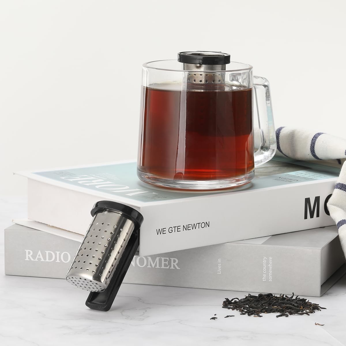 KASTWAVE Tea Infuser, 2Pcs Tea Strainers for Loose Tea, Tea Steeper Diffusers for Loose Tea