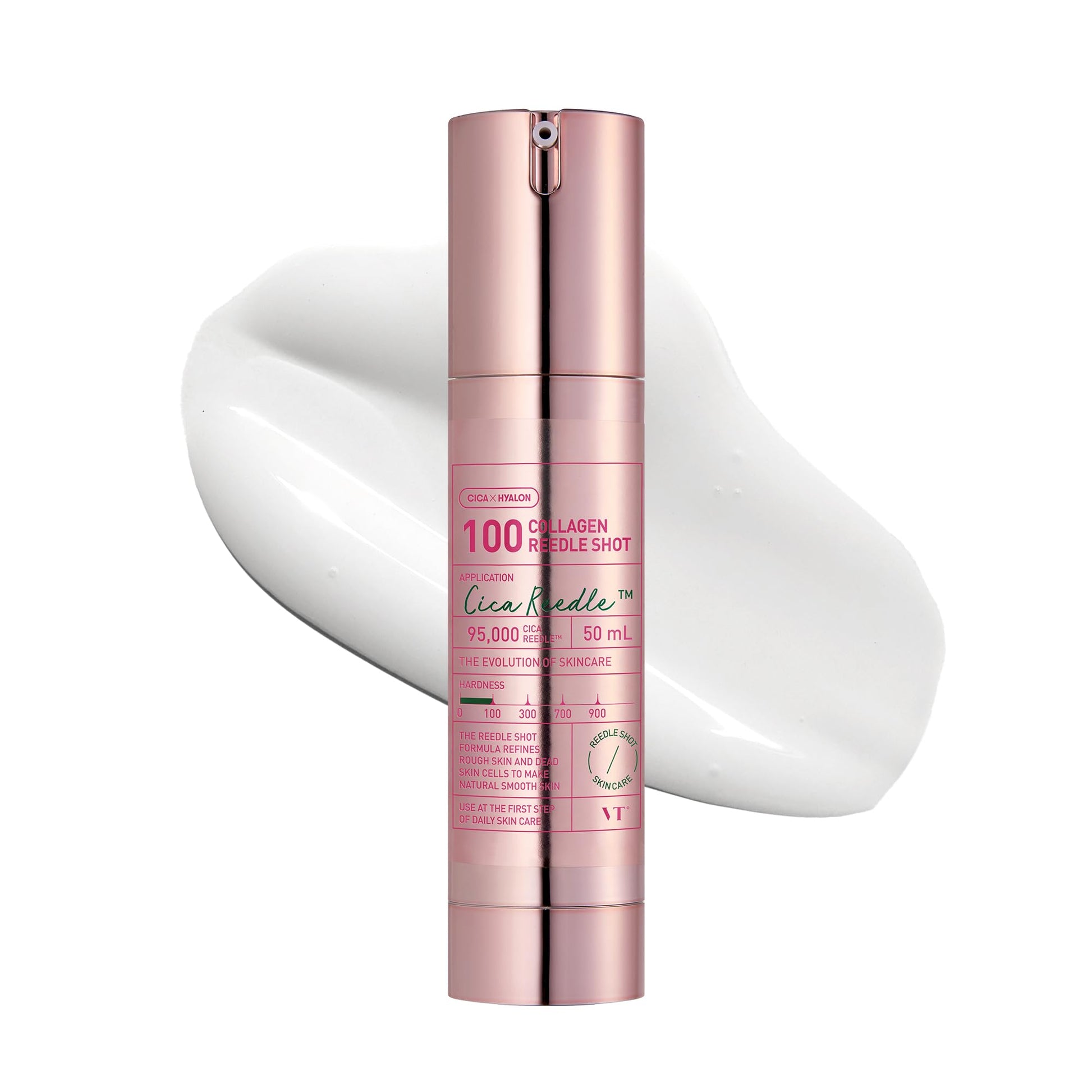 VT COSMETICS Collagen Reedle Shot 100, Microneedling Serum, Firming & Elasticity, 500Da Collagen Extract, Soft & Glass Skin, Pink Serum, Korean Skin Booster 1.69Fl Oz(50ml) - Medaid International
