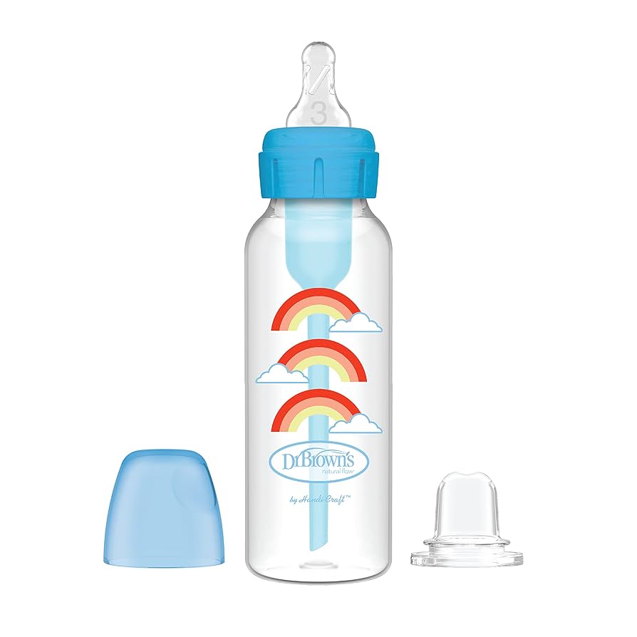 DrBrown's - Narrow OP+ - Bottle 250ML LvL.3 (6M+) - Nipple - Sippy Spout - Blue