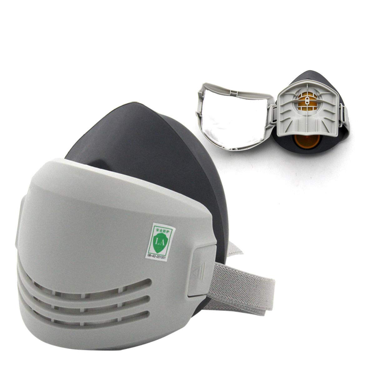 Reusable Dust Half Respirator Chemical Anti-Dust Paint Welding Safety Industrial Mask (1Pcs Rubber Mask+10 Pcs Cotton Filters)