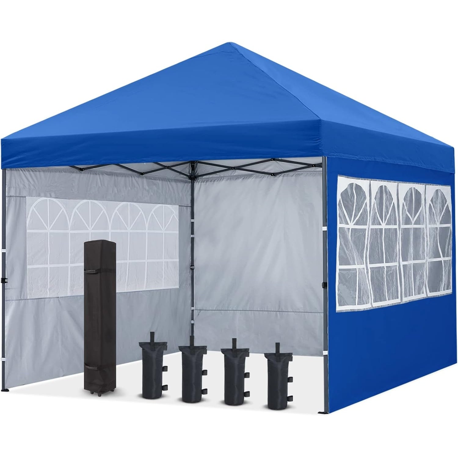 COOSHADE 10X10Ft Pop up Canopy Tent Enclosed Instant Folding Canopy Shelter with Elegant Church Window Outdoor Pavilion Cater Party Wedding BBQ Events Tent(Black) - Medaid International